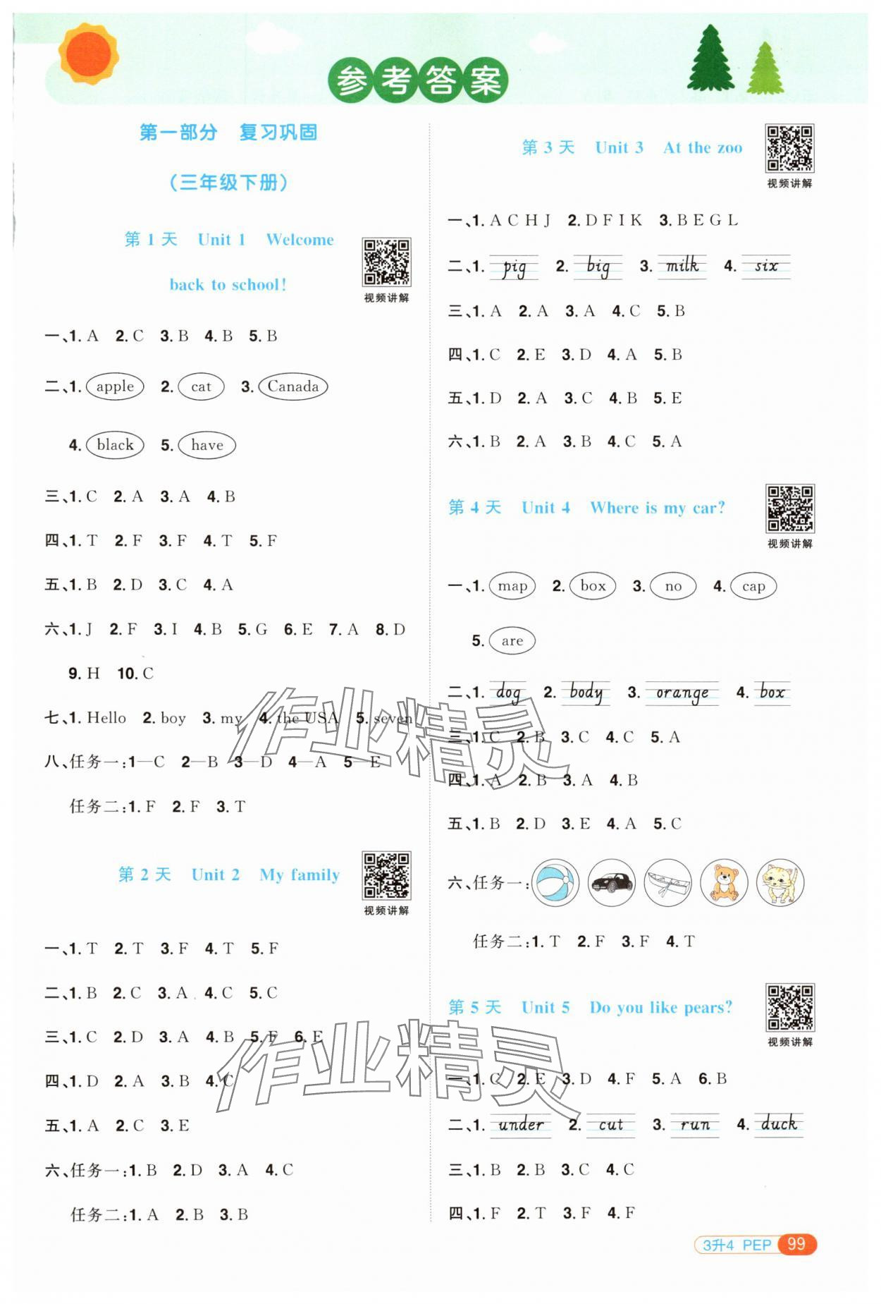 2024年陽光同學(xué)暑假銜接三升四年級英語人教PEP版 第1頁