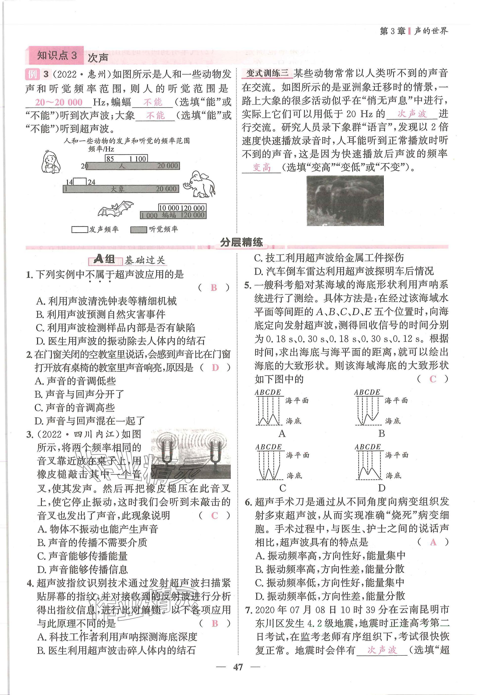 2025年物理学堂八年级上册教科版 参考答案第47页