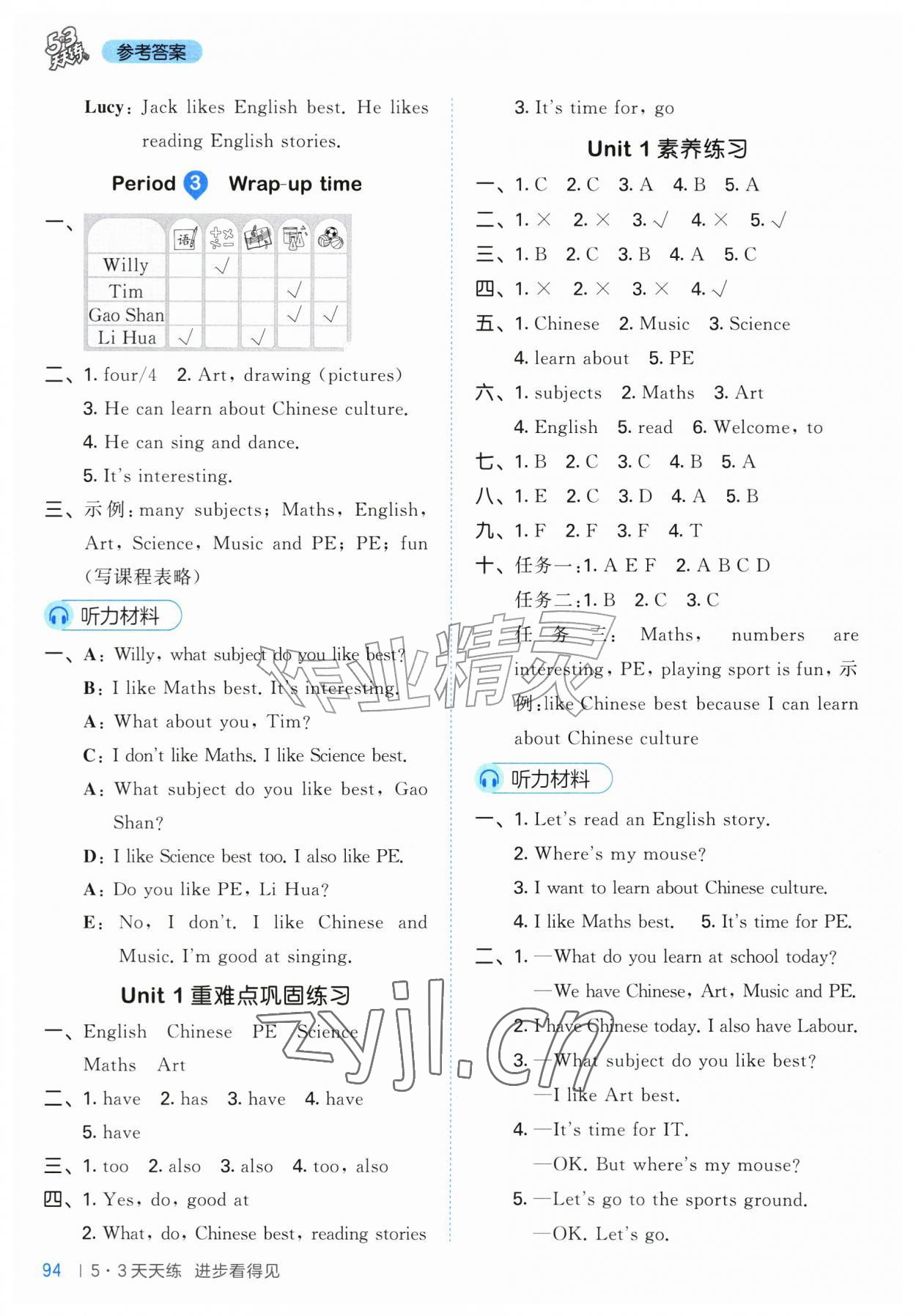 2026年53天天练四年级英语上册译林版&nbsp;第2页