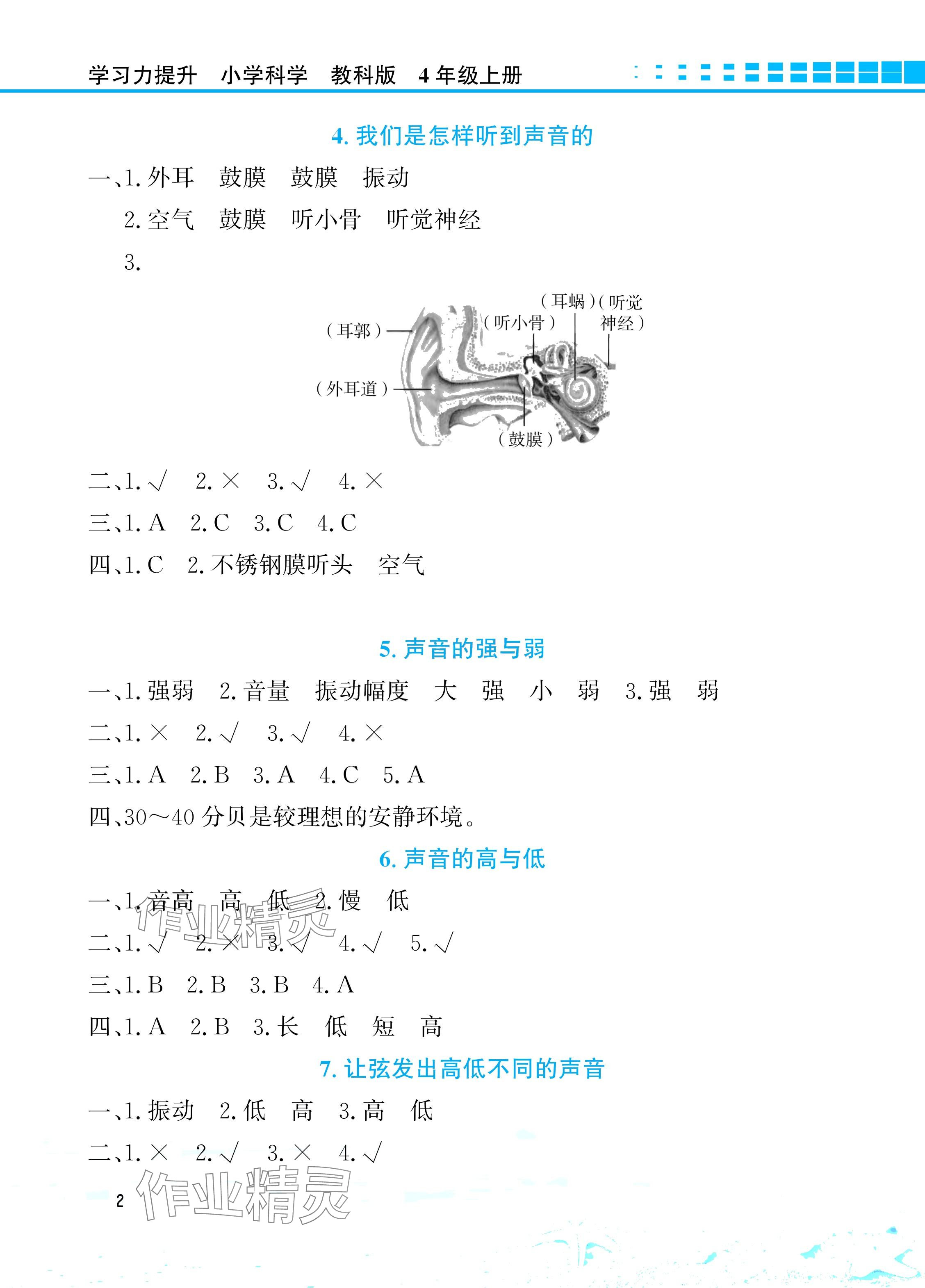 2024年學(xué)習(xí)力提升四年級(jí)科學(xué)上冊(cè)教科版 參考答案第2頁(yè)