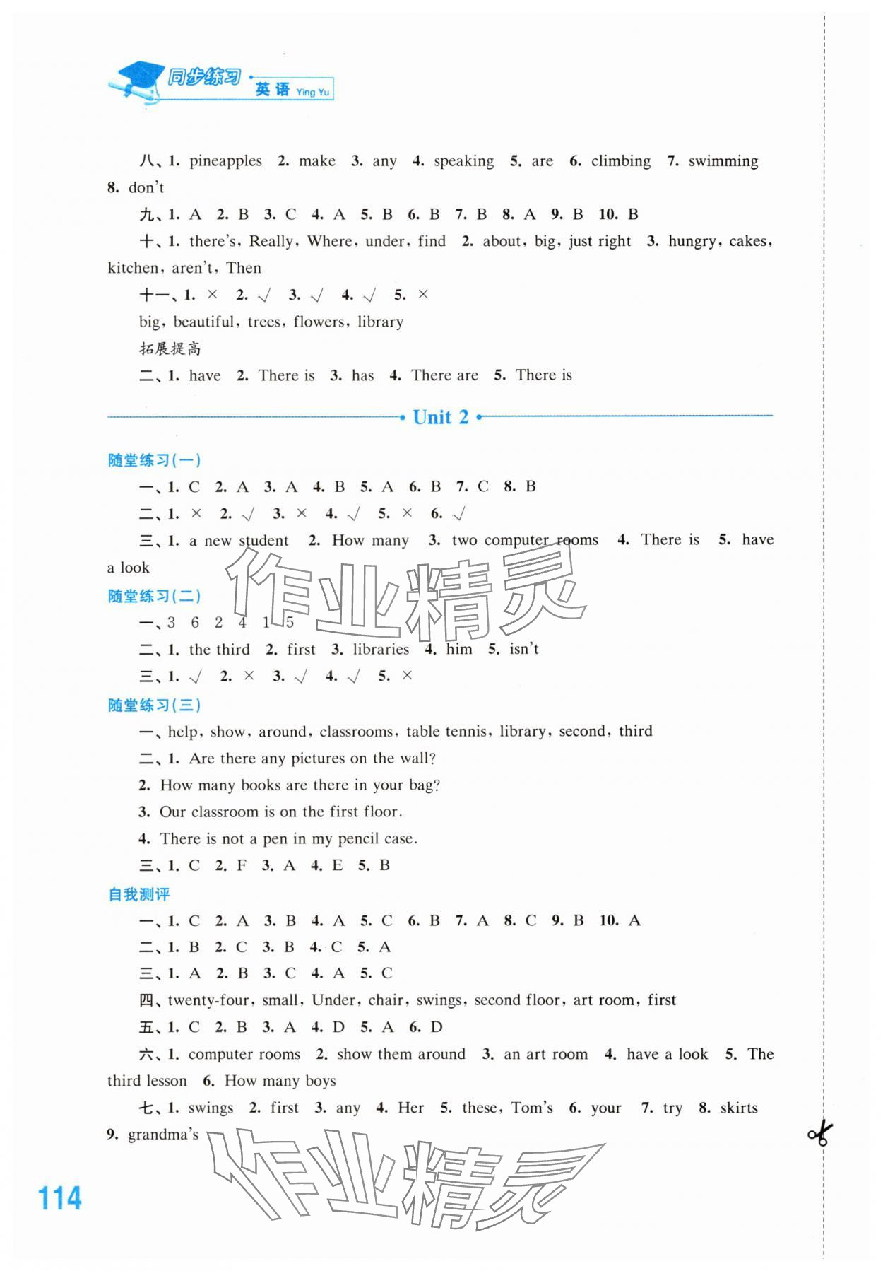 2025年同步练习江苏五年级英语上册译林版 参考答案第2页