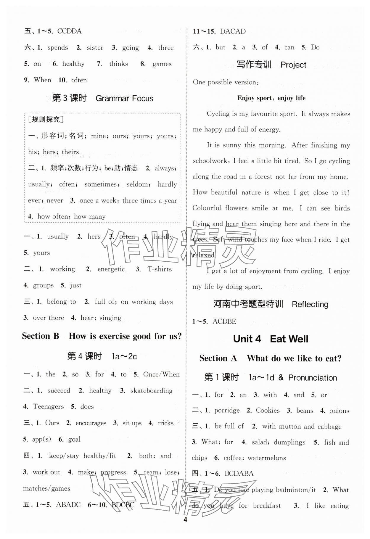 2025年通城学典课时作业本七年级英语下册人教版河南专版 第4页