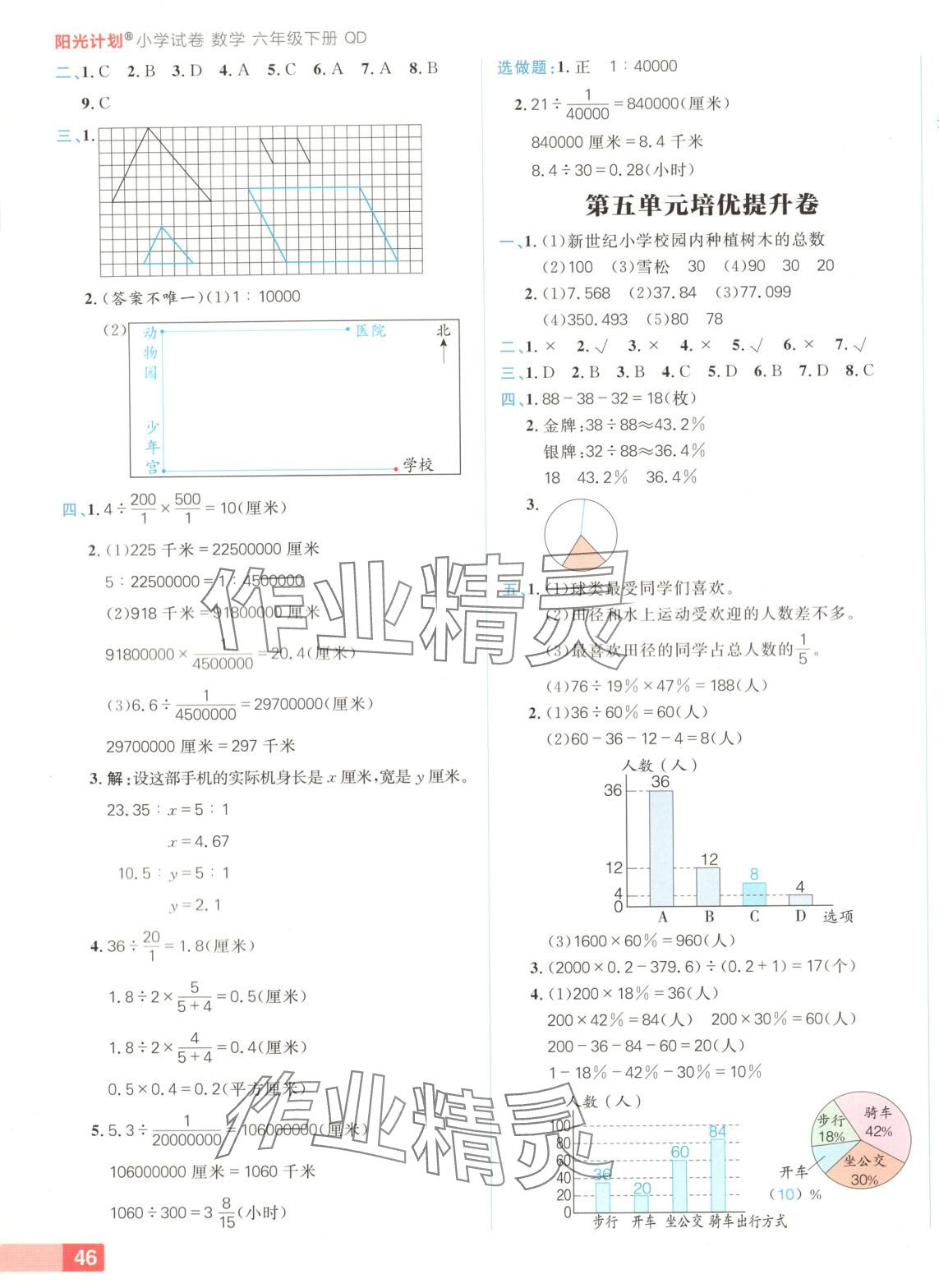 2025年陽光計劃小學試卷六年級數(shù)學下冊青島版 參考答案第3頁