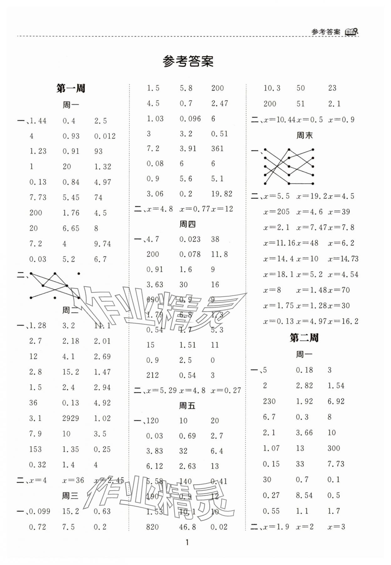 2025年計算能手河北少年兒童出版社五年級數學下冊蘇教版 第1頁