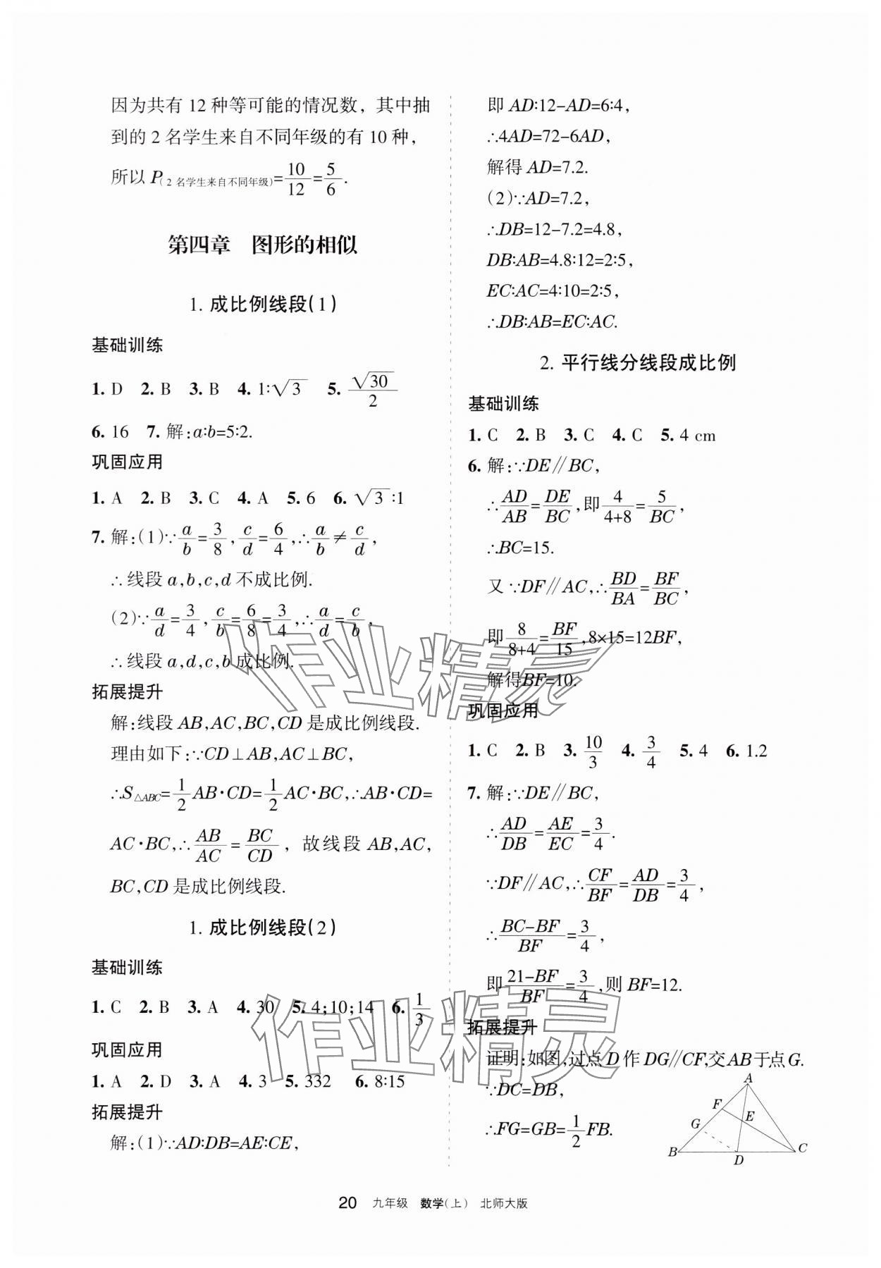 2023年學習之友九年級數(shù)學上冊北師大版 參考答案第20頁