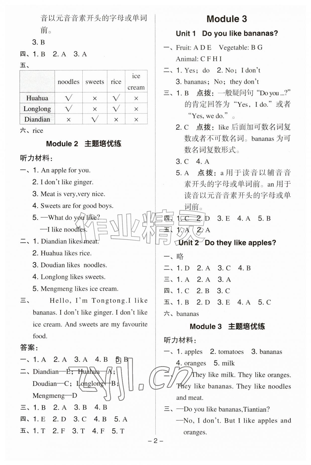 2026年综合应用创新题典中点二年级英语上册外研版一年级起&nbsp;参考答案第2页