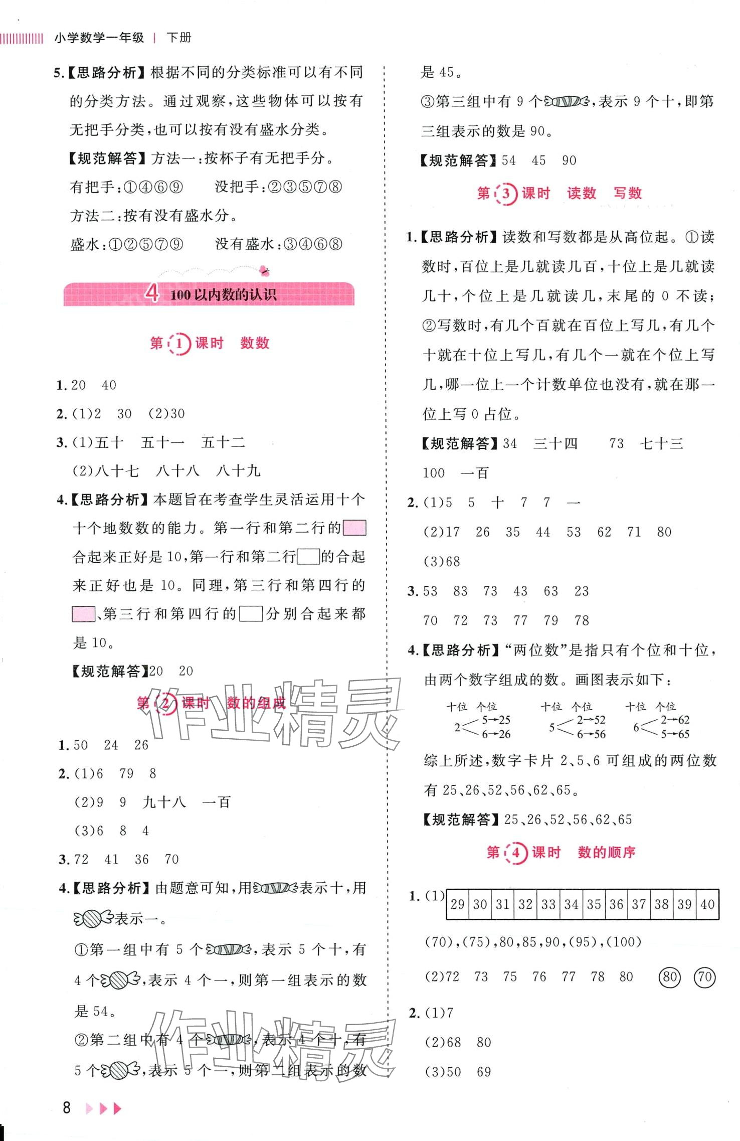 2024年訓練達人一年級數學下冊人教版山東專版 第8頁