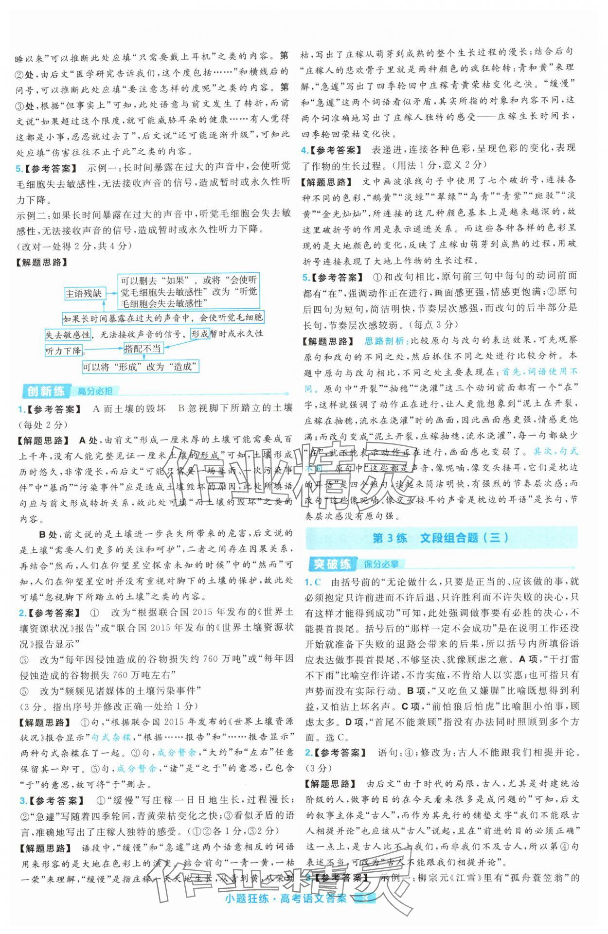 2025年金考卷高考命題新動(dòng)向小題狂練高中語(yǔ)文 參考答案第3頁(yè)