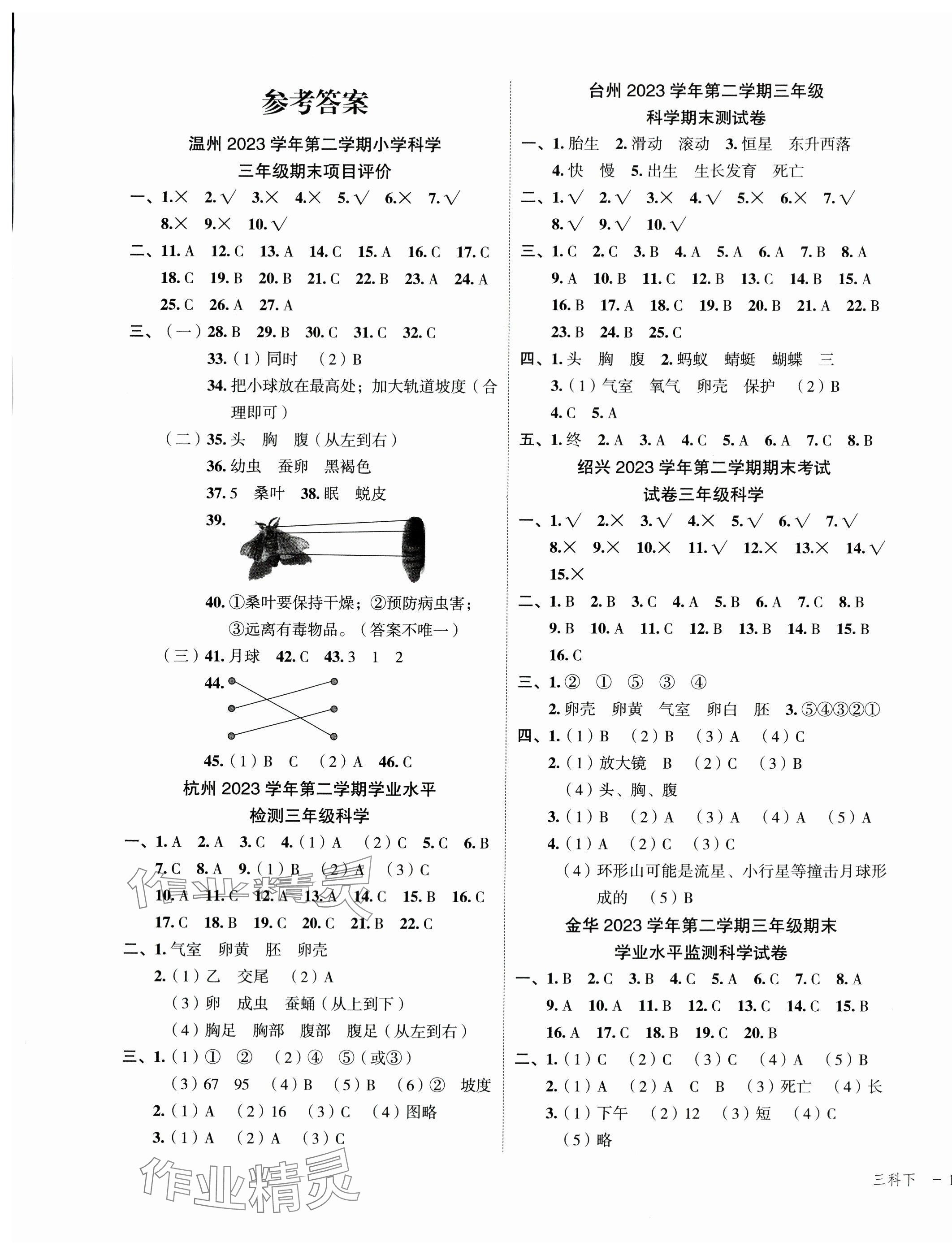 2024年名師面對面期末大通關三年級科學下冊教科版 第1頁