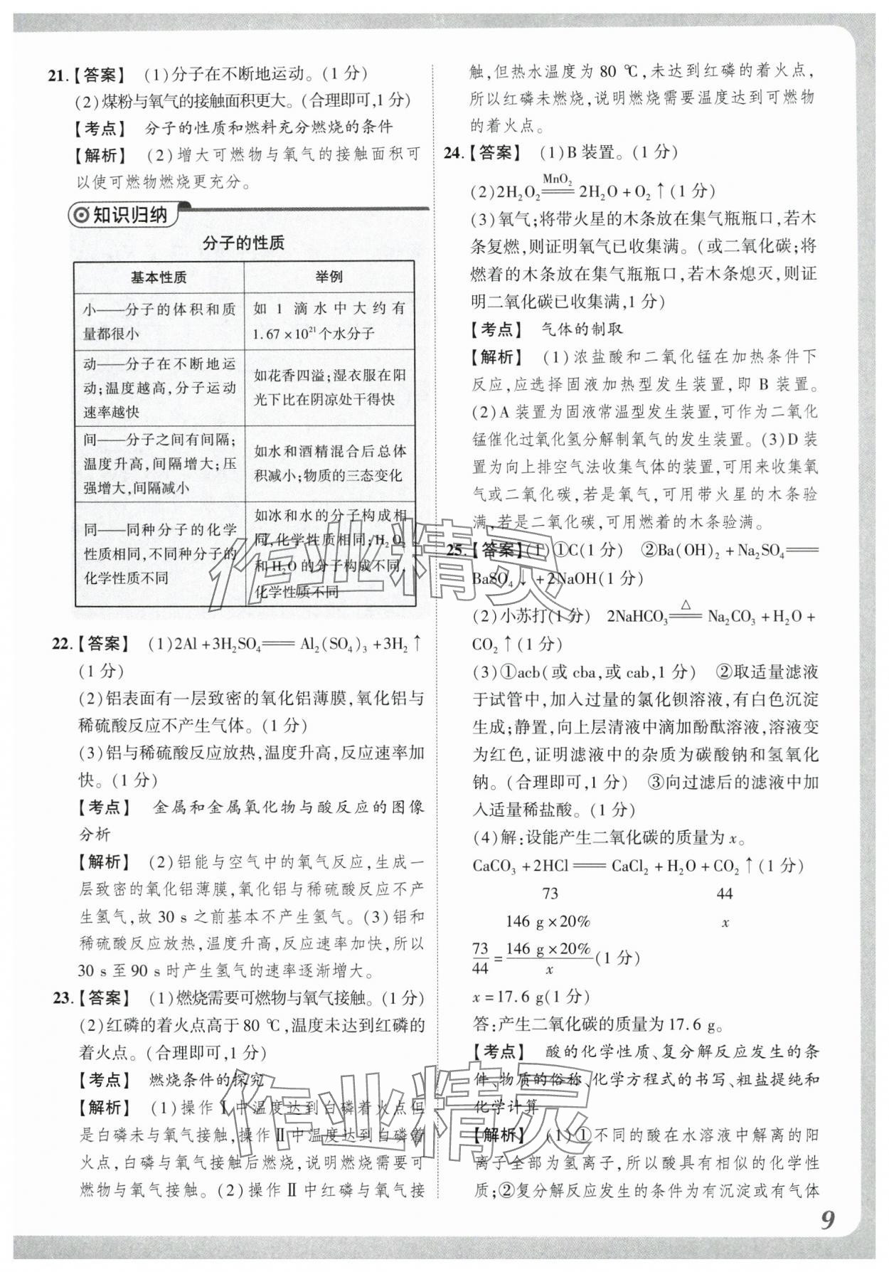2024年原創(chuàng)仿真卷化學中考河南專版 參考答案第9頁