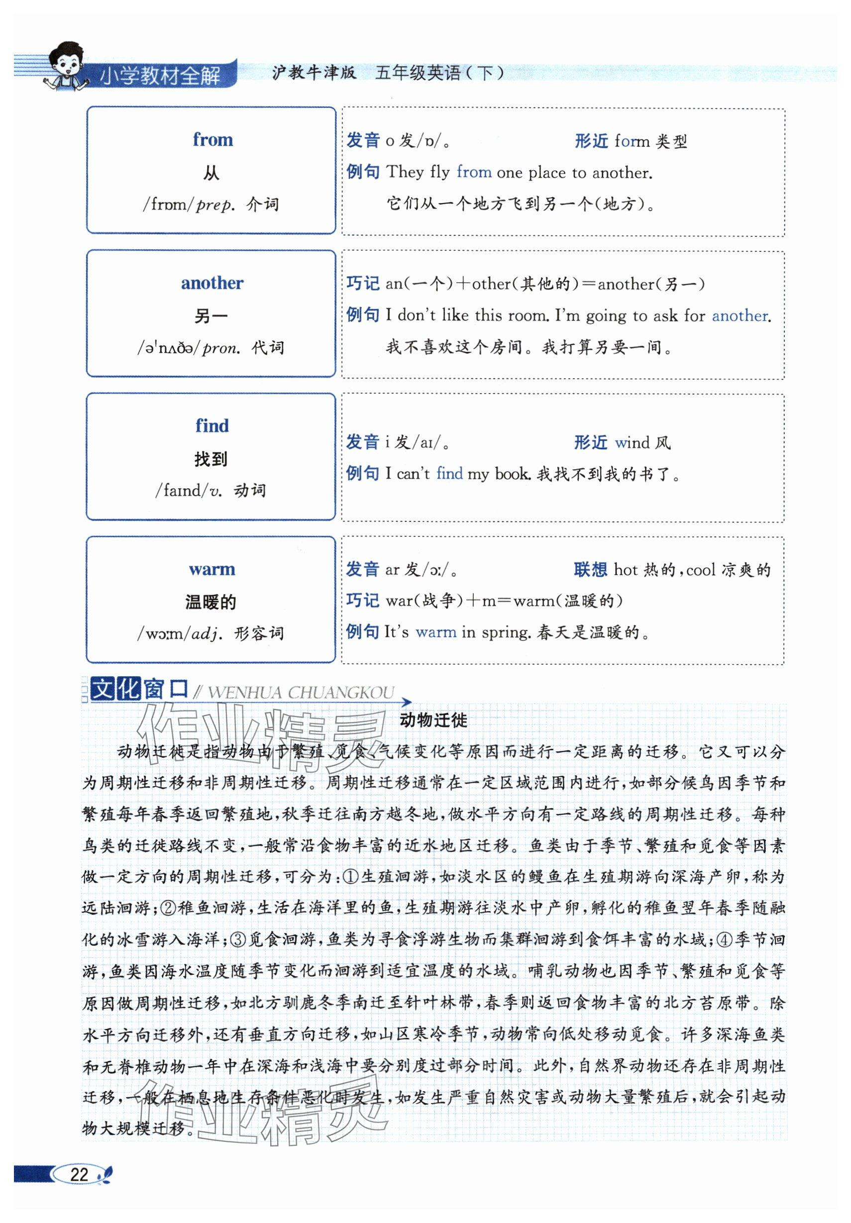 2024年教材課本五年級英語下冊滬教版 參考答案第22頁