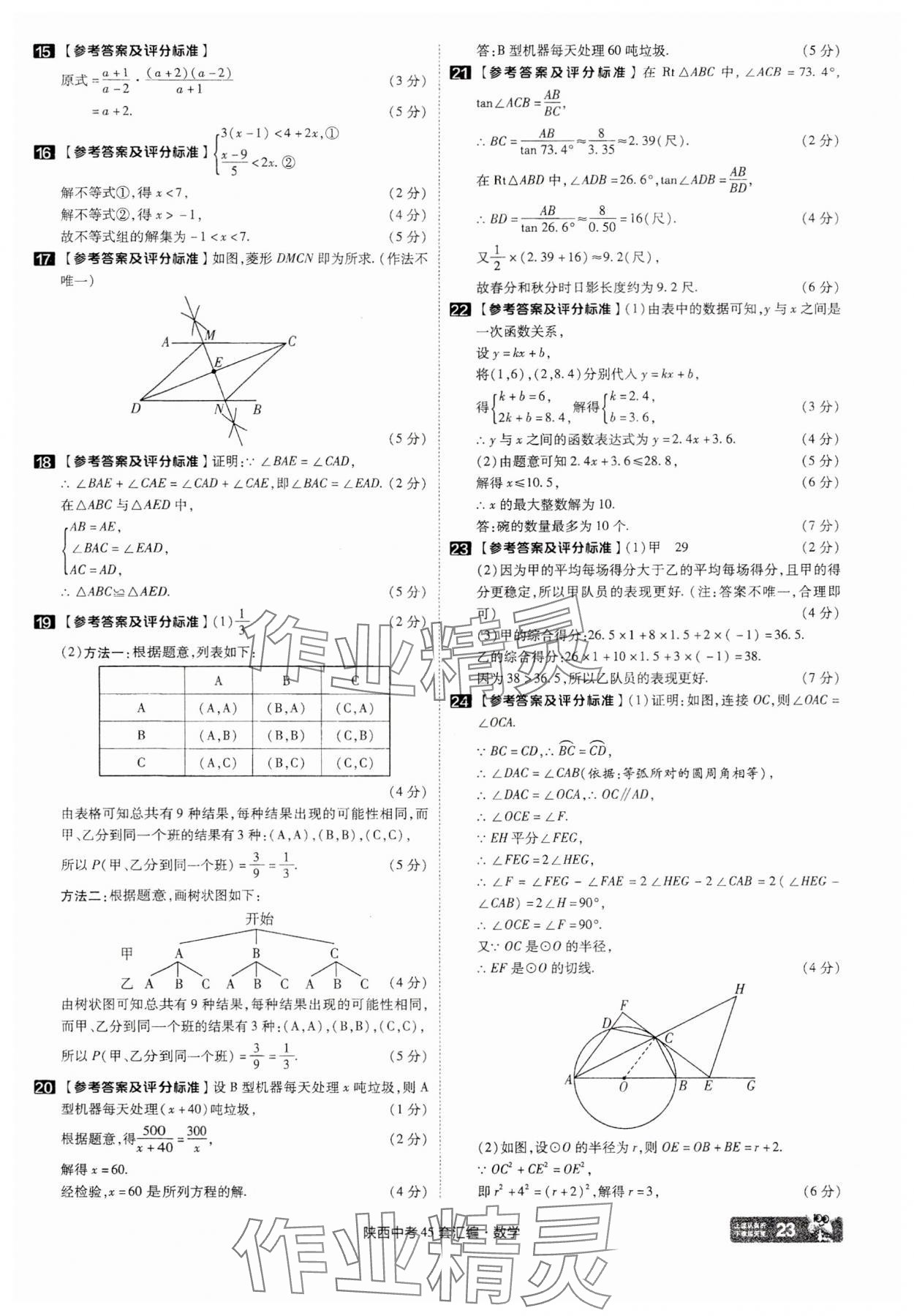 2025年金考卷45套匯編數(shù)學(xué)陜西專版 參考答案第23頁