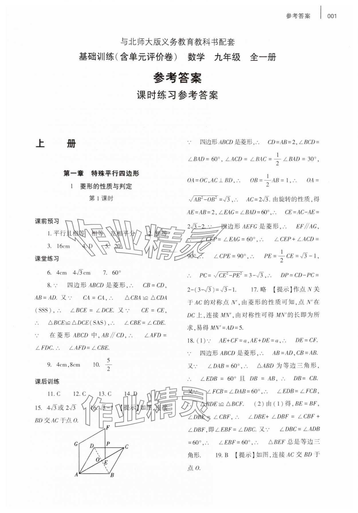 2025年基础训练大象出版社九年级数学全一册北师大版 第1页
