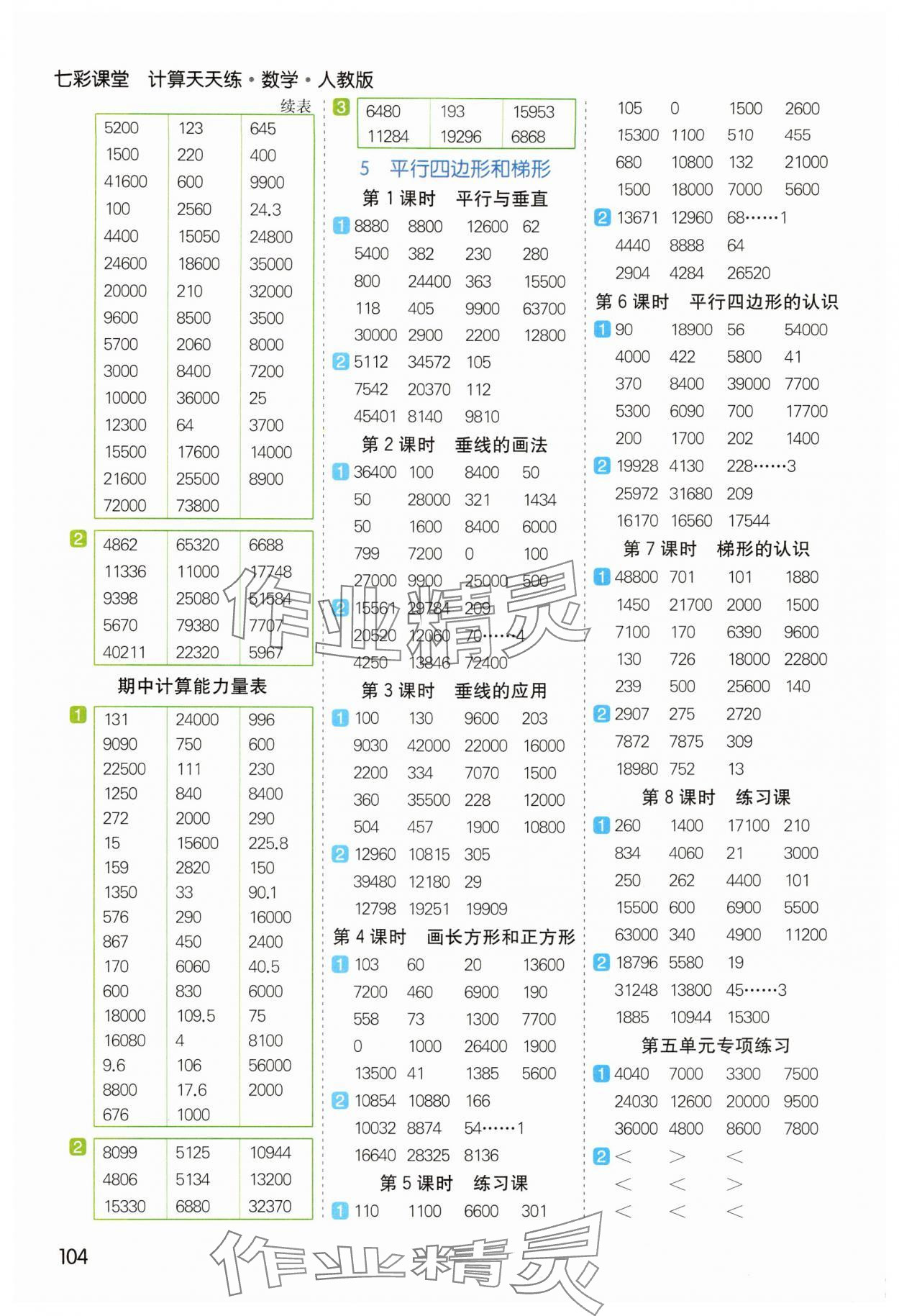 2025年七彩課堂計(jì)算天天練四年級(jí)數(shù)學(xué)上冊(cè)人教版 參考答案第4頁(yè)