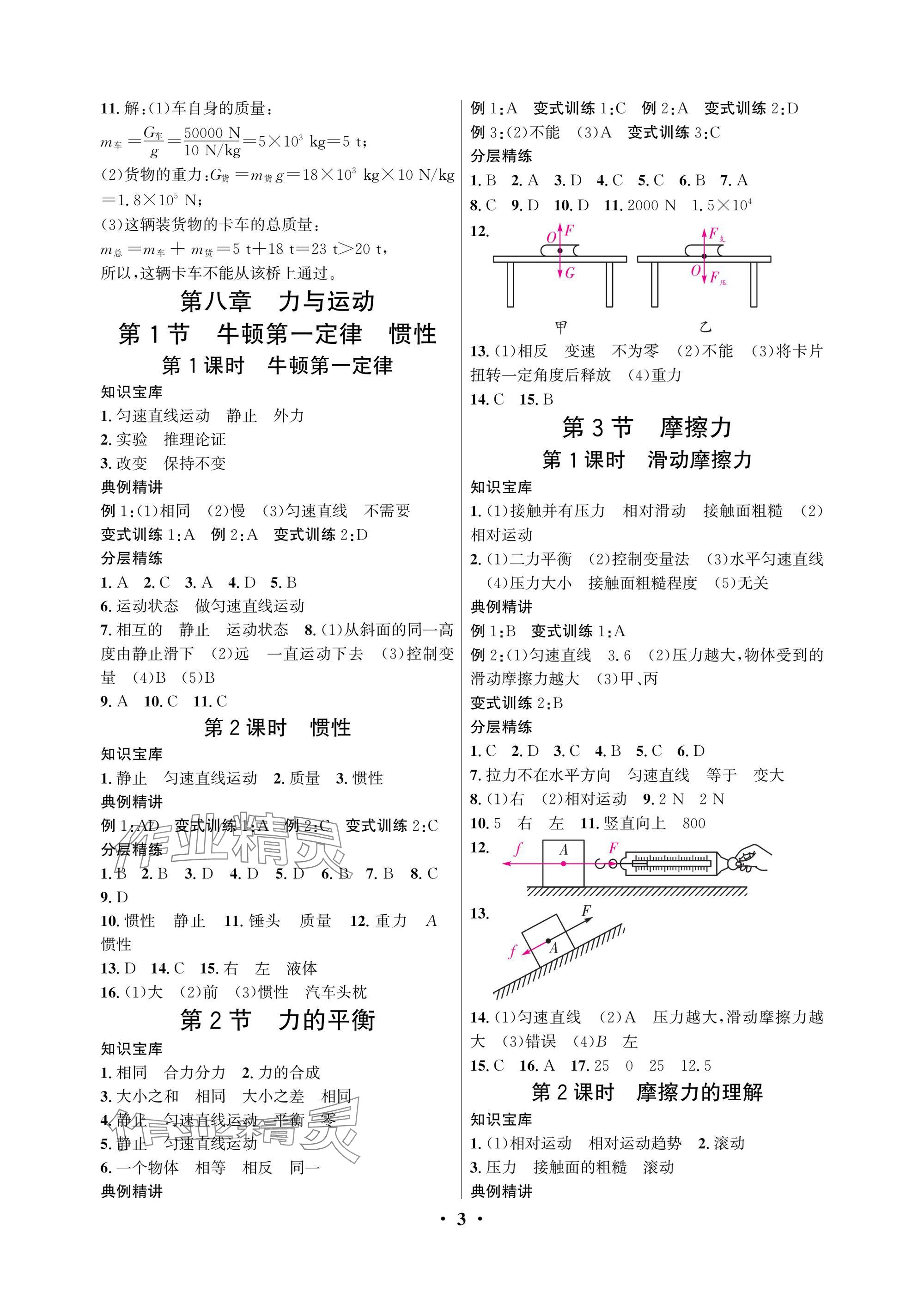 2025年物理學(xué)堂八年級下冊教科版 參考答案第3頁