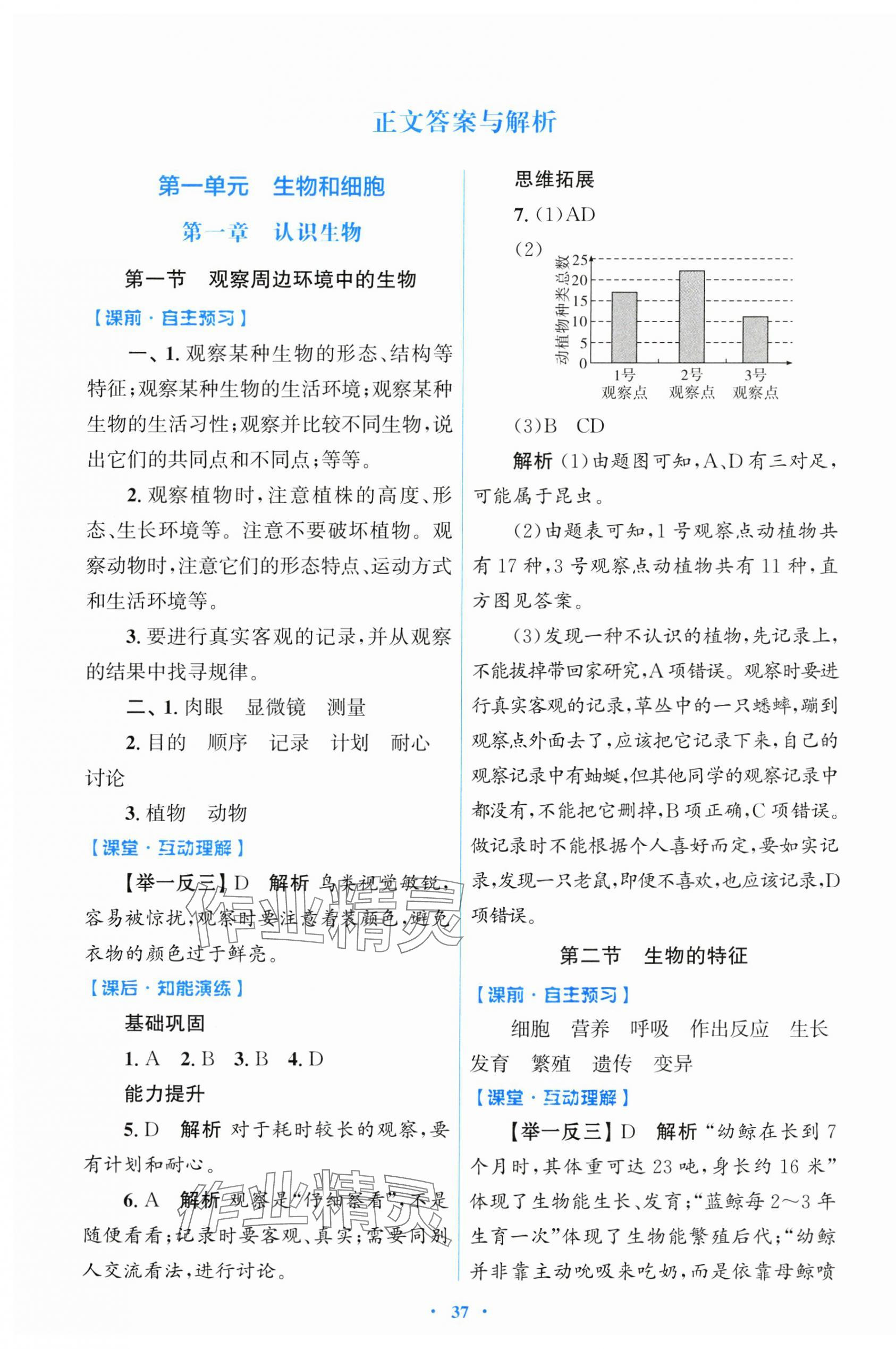 2024年同步测控优化设计七年级生物上册人教版精编版 第1页