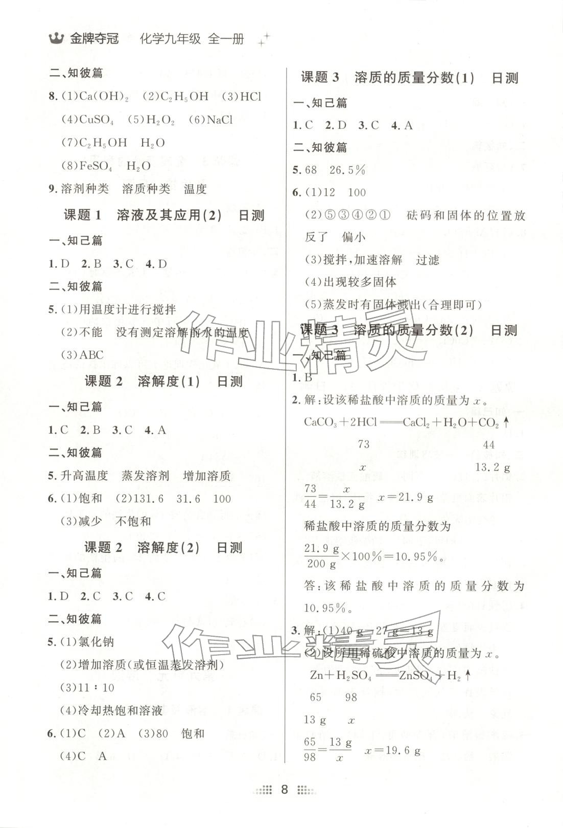 2025年点石成金金牌夺冠九年级化学全一册人教版辽宁专版&nbsp;第8页