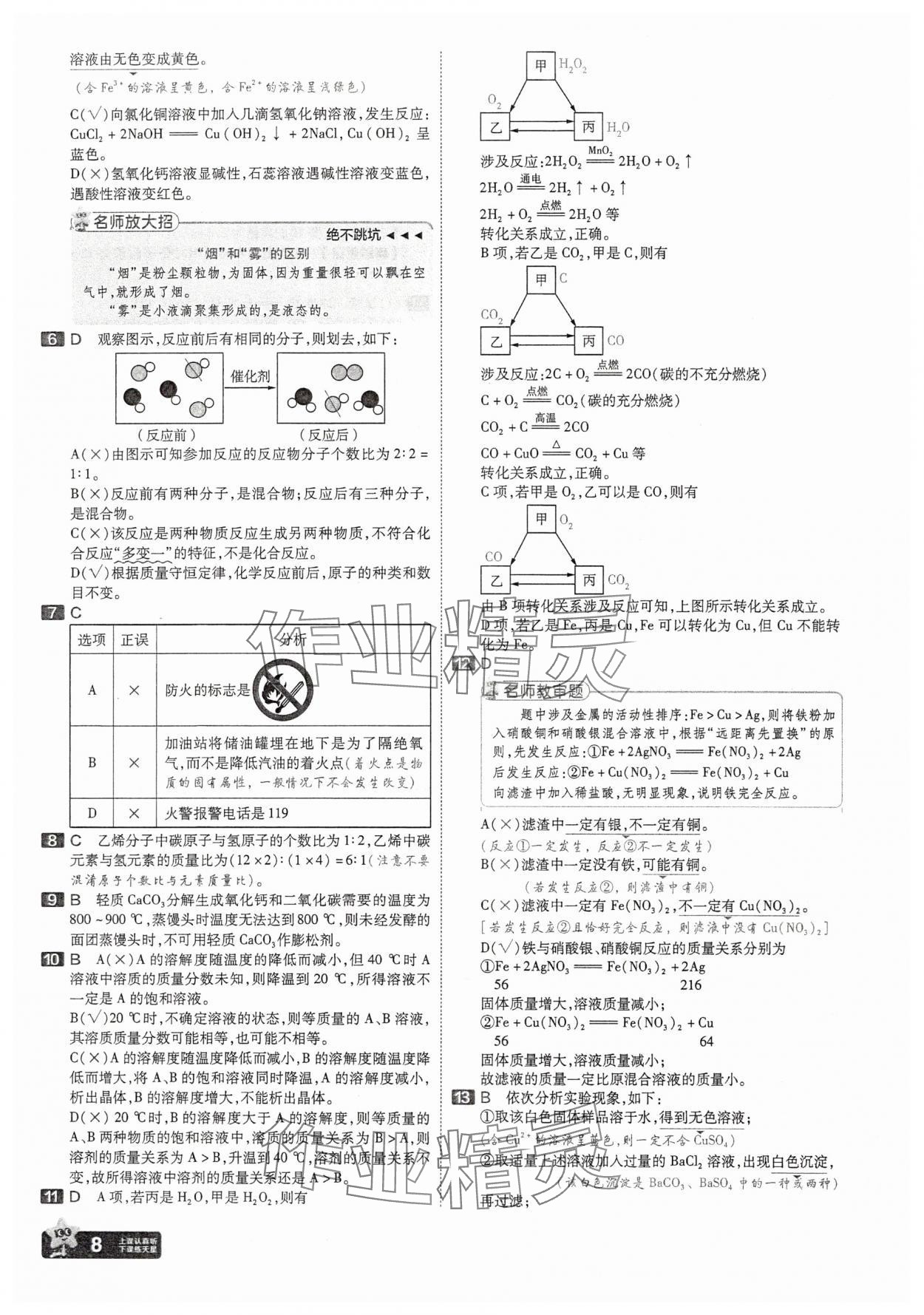 2025年金考卷45套匯編化學(xué)湖北專版 參考答案第8頁