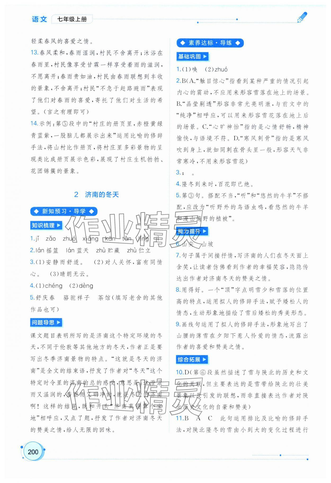 2025年新课程学习与测评同步学习七年级语文上册人教版 第2页