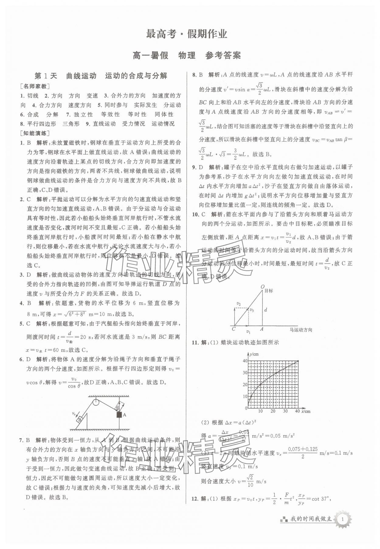 2025年最高考假期作業(yè)高一物理 第1頁