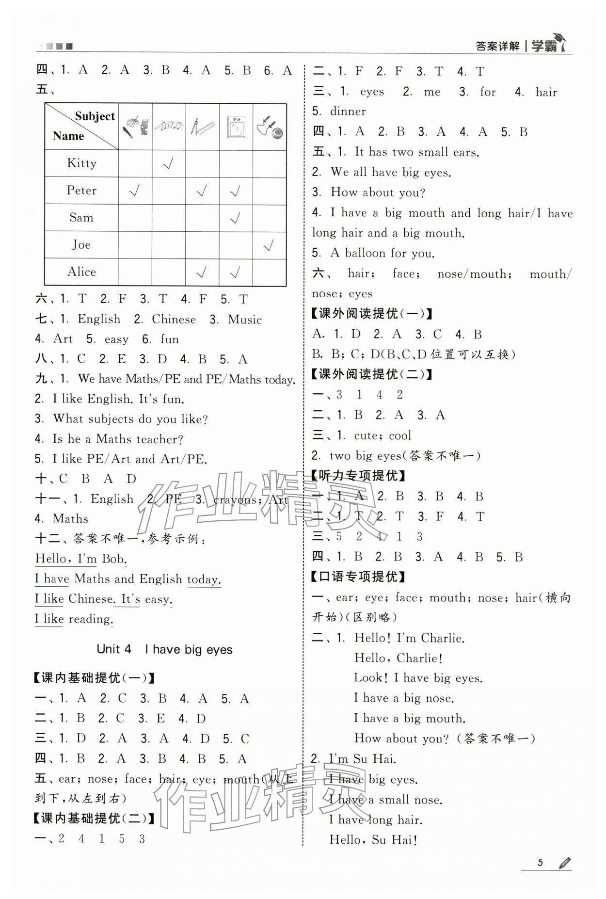 2026年学霸二年级英语下册译林版&nbsp;第5页