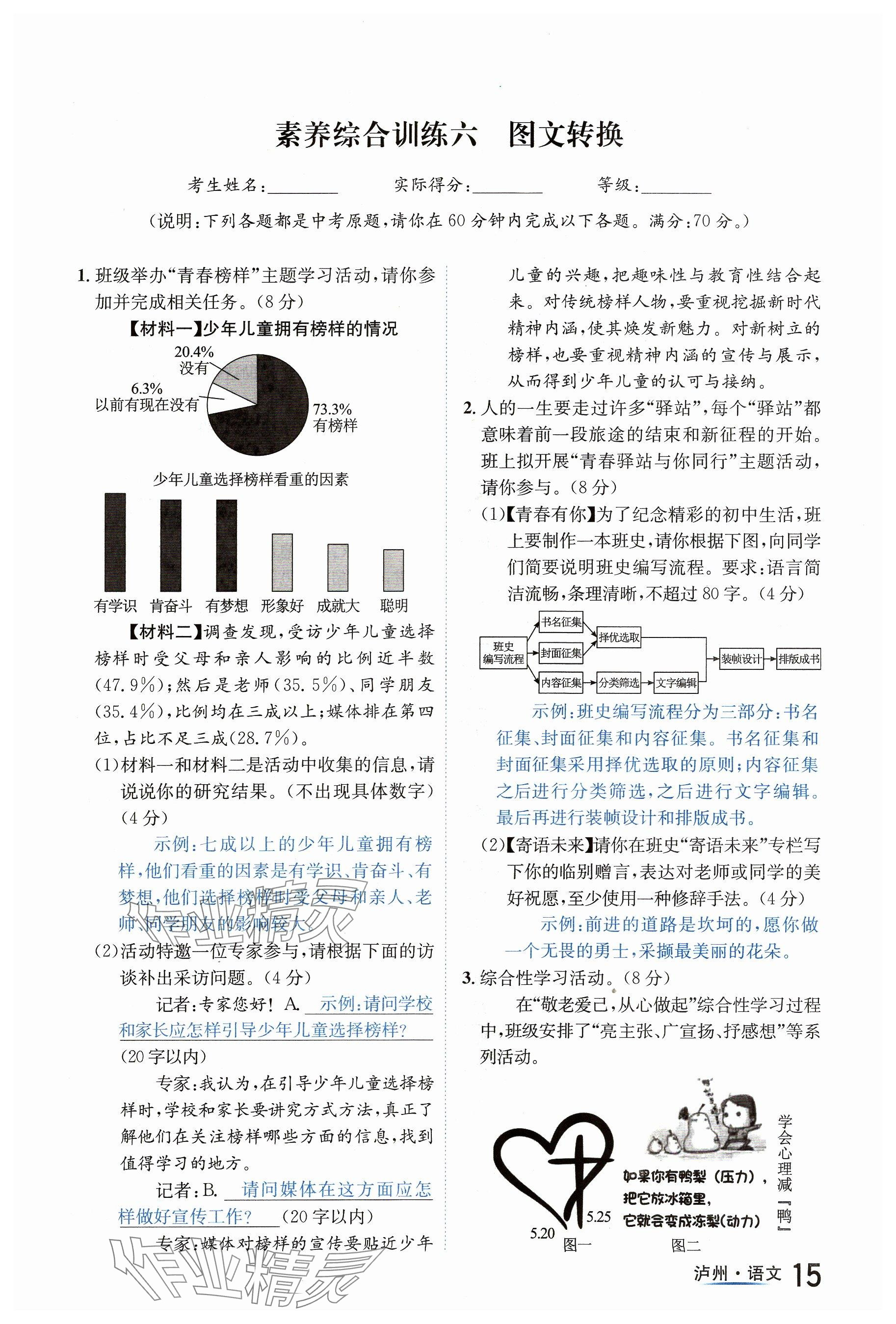 2024年國華考試中考總動員語文瀘州專版 參考答案第15頁