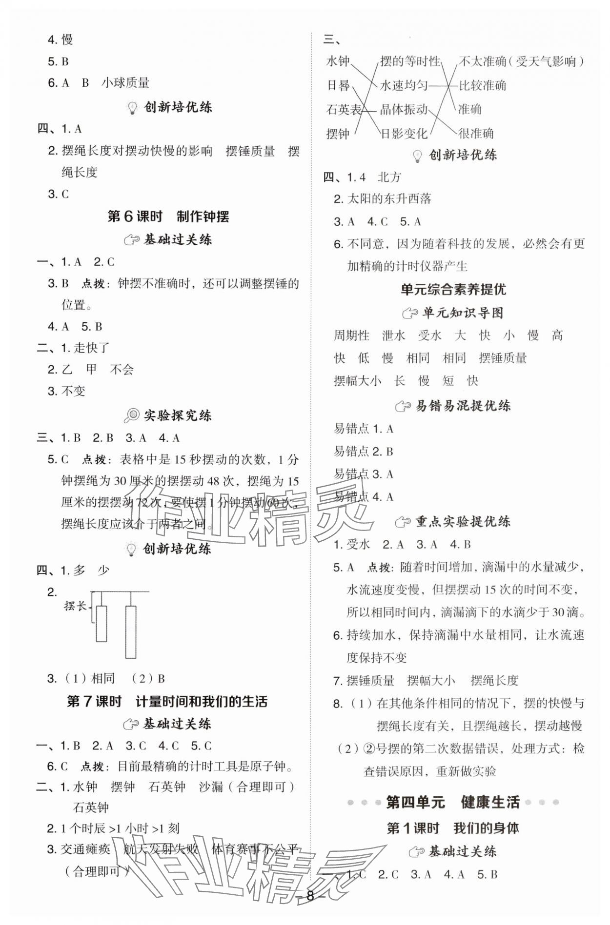 2024年綜合應(yīng)用創(chuàng)新題典中點(diǎn)五年級科學(xué)上冊教科版 參考答案第7頁