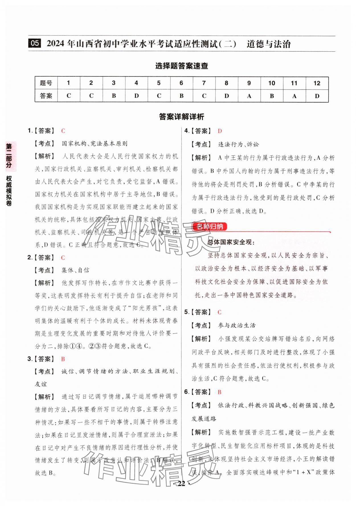 2025年晉一中考山西真題道德與法治 參考答案第22頁(yè)