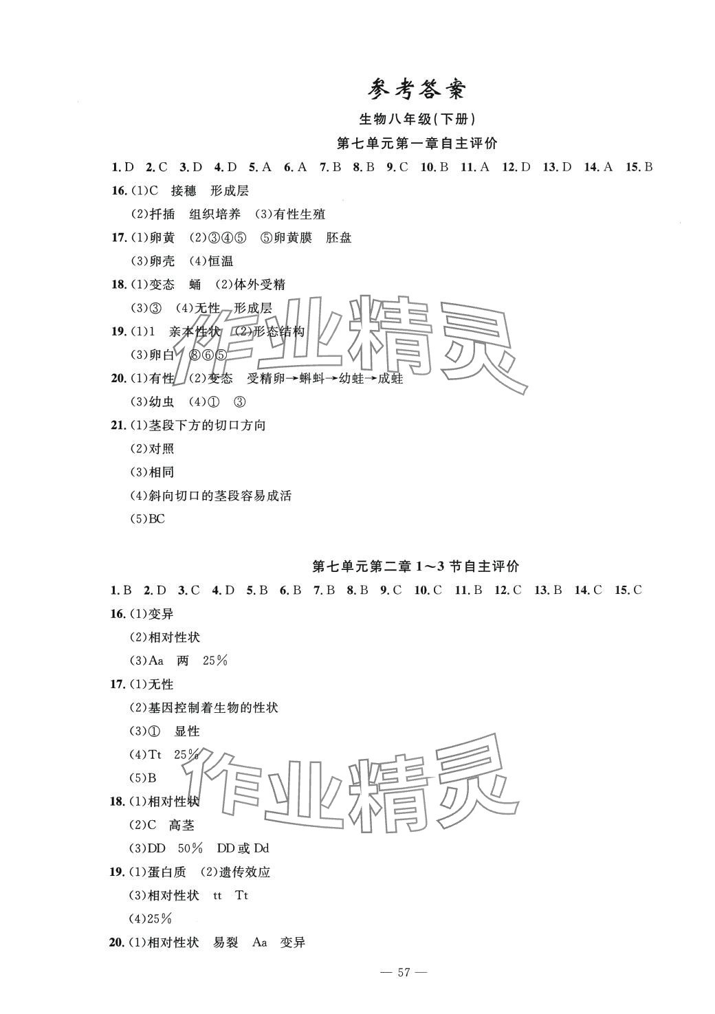 2024年智慧课堂自主评价八年级生物下册通用版 第1页