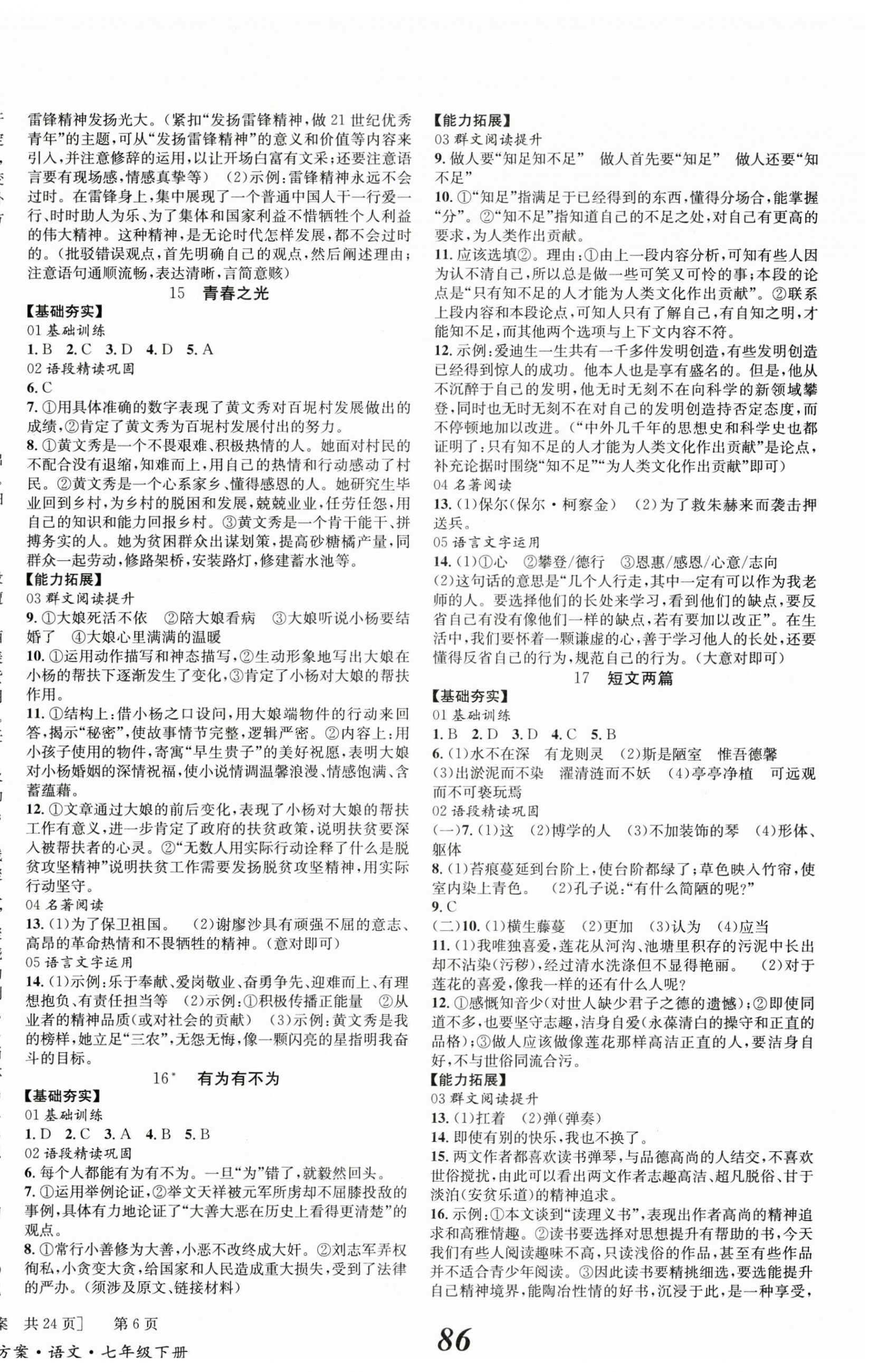 2025年全效學(xué)習(xí)學(xué)業(yè)評價方案七年級語文下冊人教版 第6頁