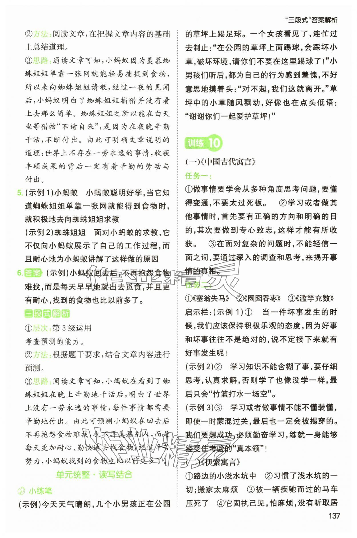 2025年一本閱讀能力訓練100分三年級語文人教B版福建專版 參考答案第6頁