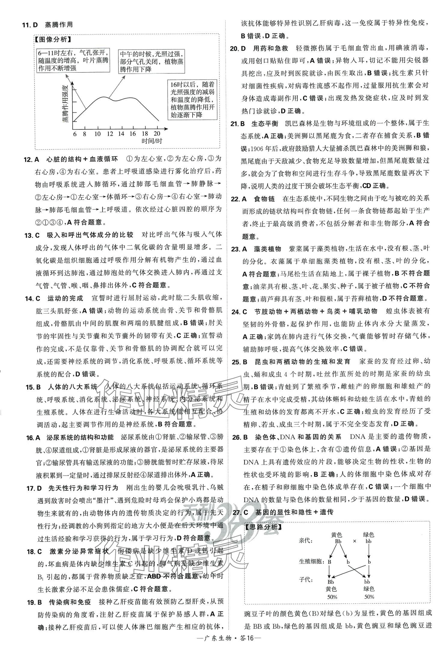 2024年天利38套中考試題精選生物中考廣東專版 第16頁