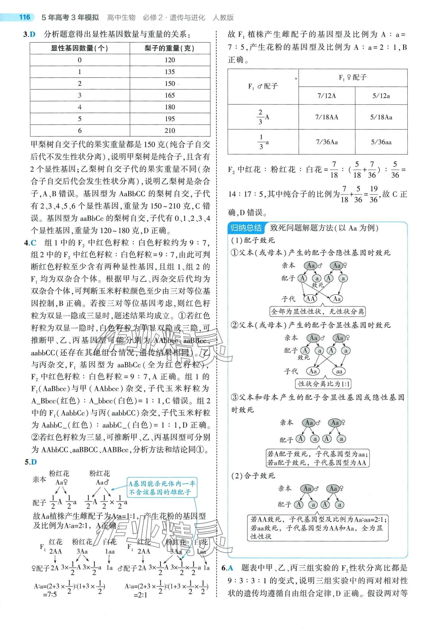 2024年5年高考3年模擬高中生物必修2人教版 第16頁