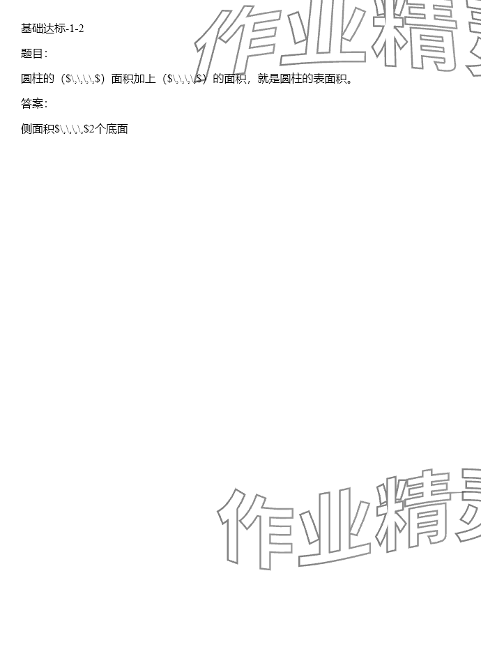 2024年同步实践评价课程基础训练六年级数学下册人教版 参考答案第64页