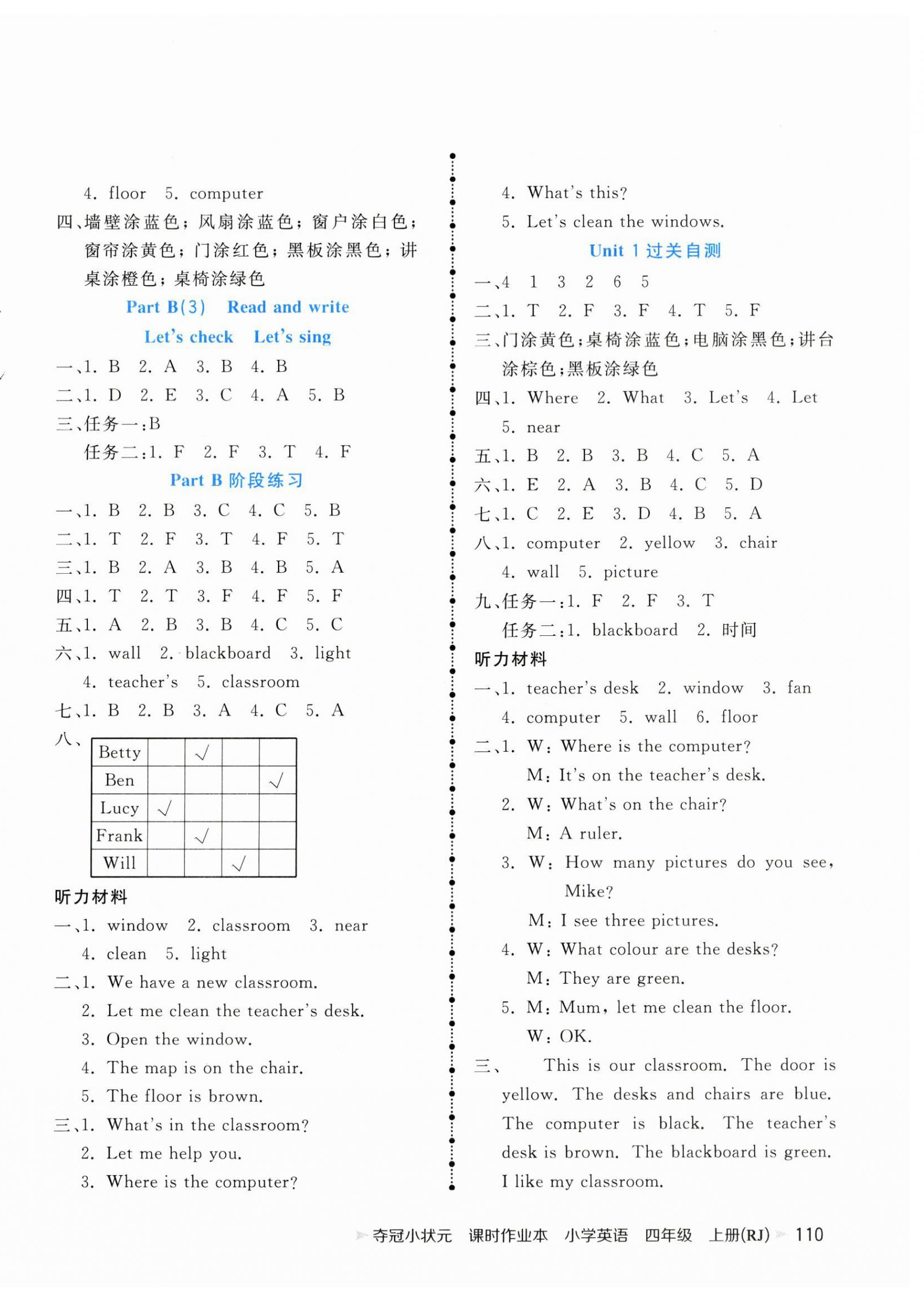 2024年夺冠小状元课时作业本四年级英语上册人教版 第2页