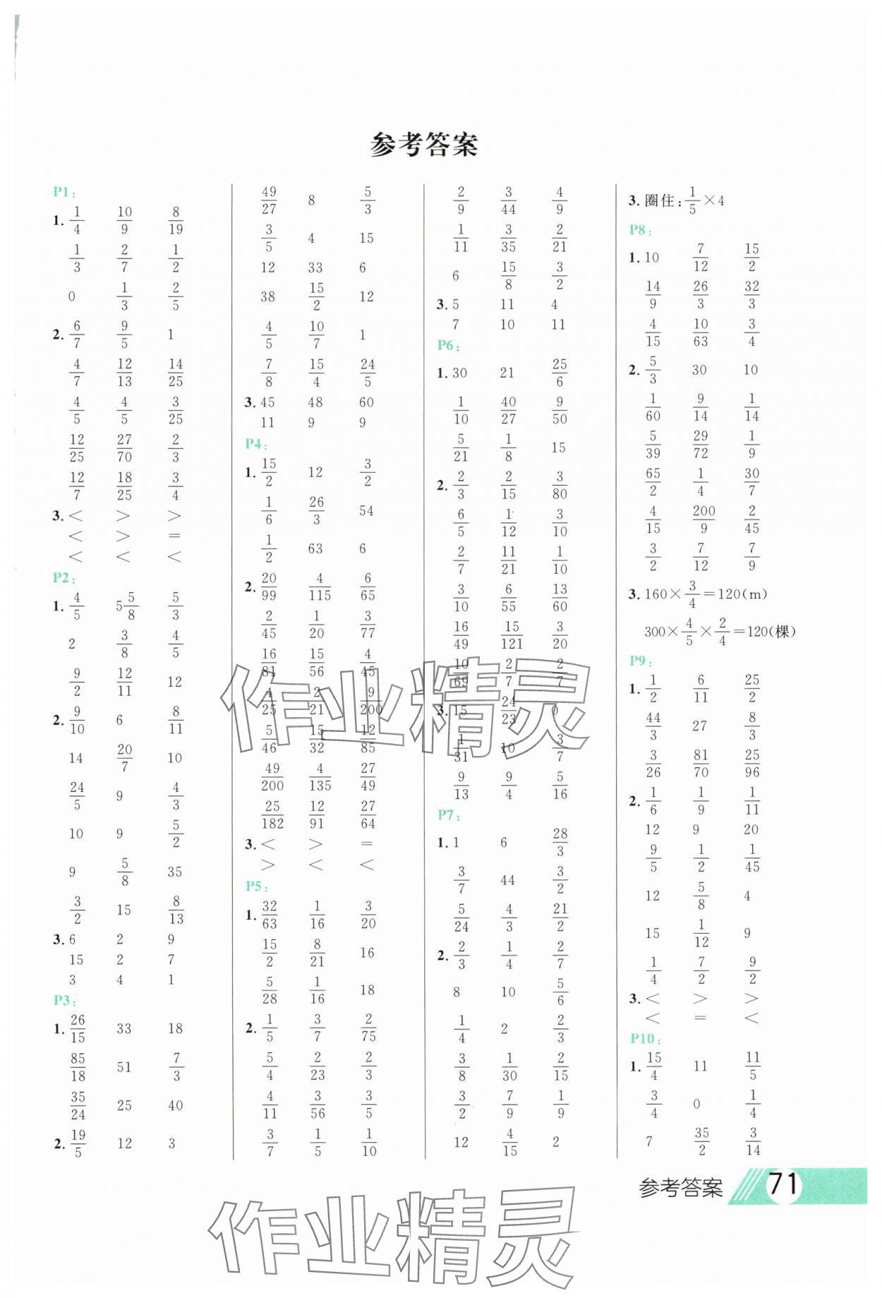 2024年每日10分鐘口算題卡六年級數(shù)學(xué)上冊西師大版 第1頁