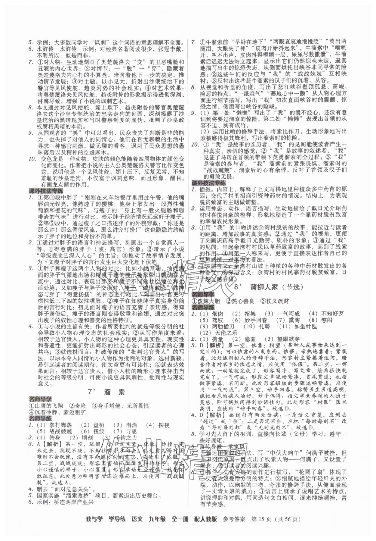 2025年教與學(xué)學(xué)導(dǎo)練九年級語文全一冊人教版 第15頁