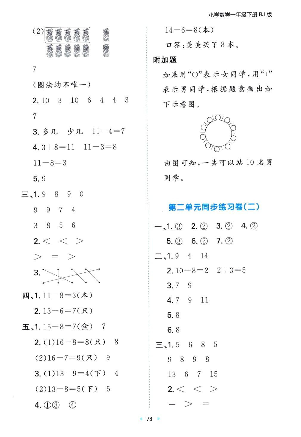 2024年一本同步培优新卷一年级数学下册人教版 第2页