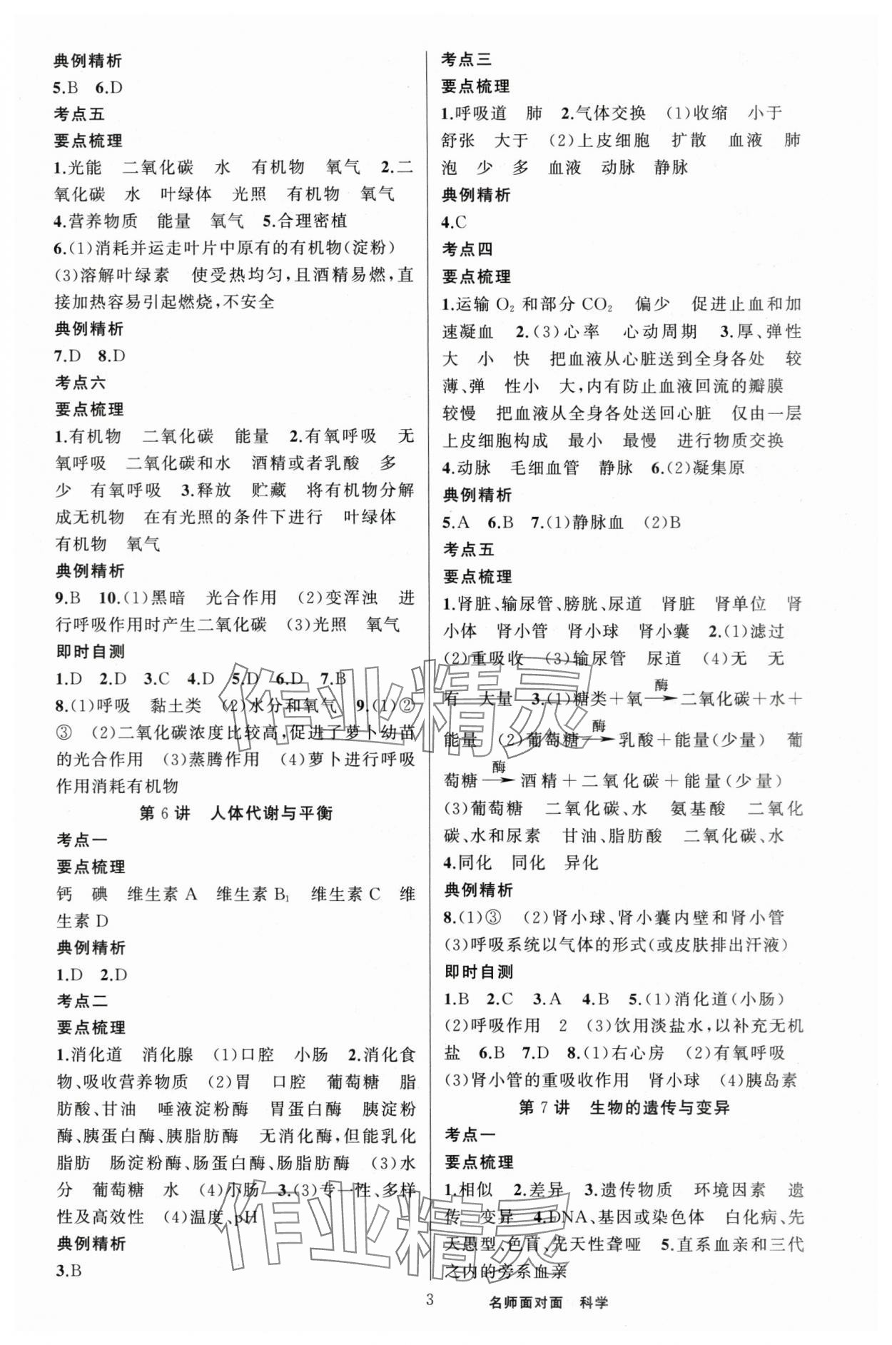 2024年名师面对面中考满分策略科学 第3页