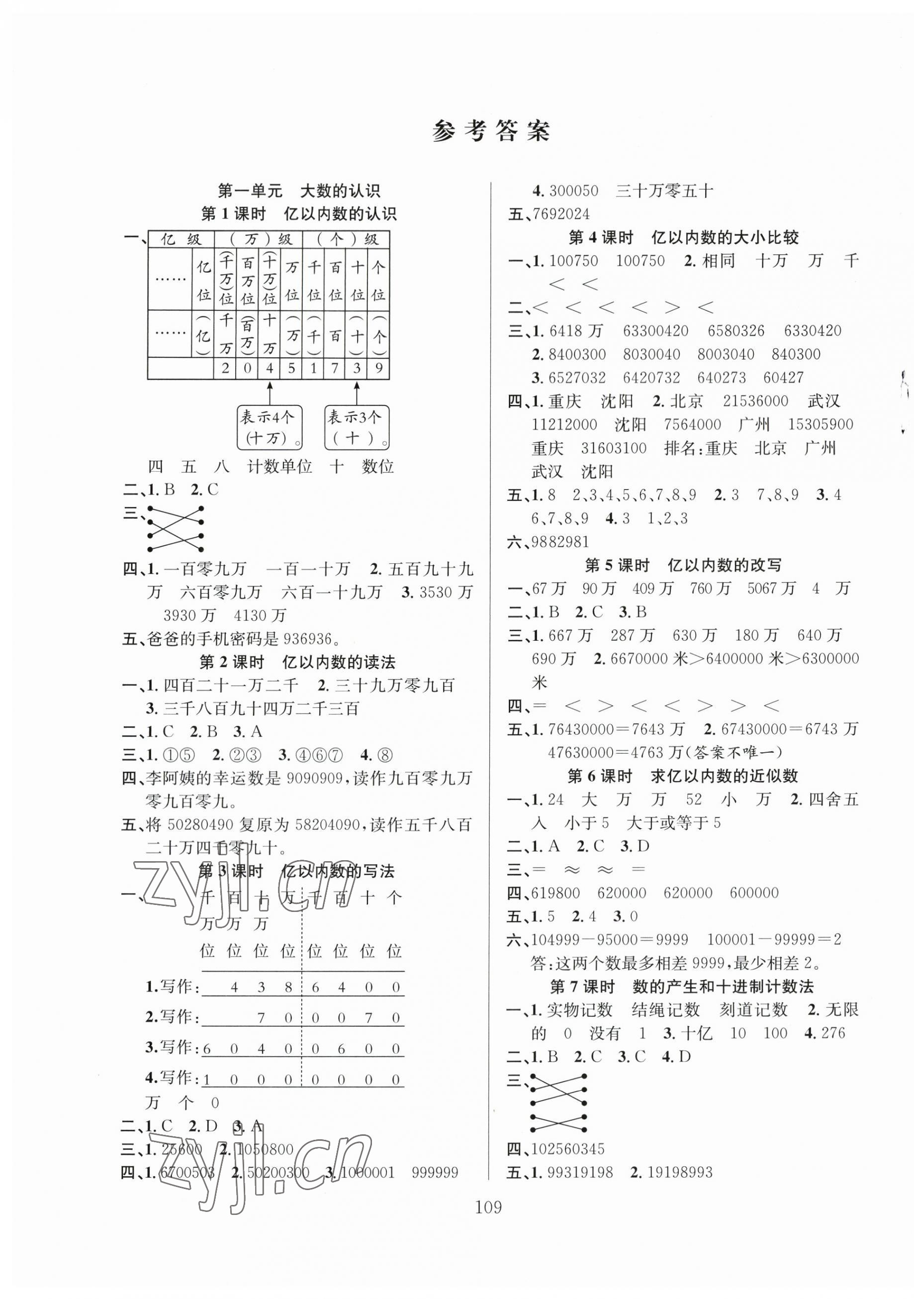 2023年阳光课堂课时作业四年级数学上册人教版 第1页