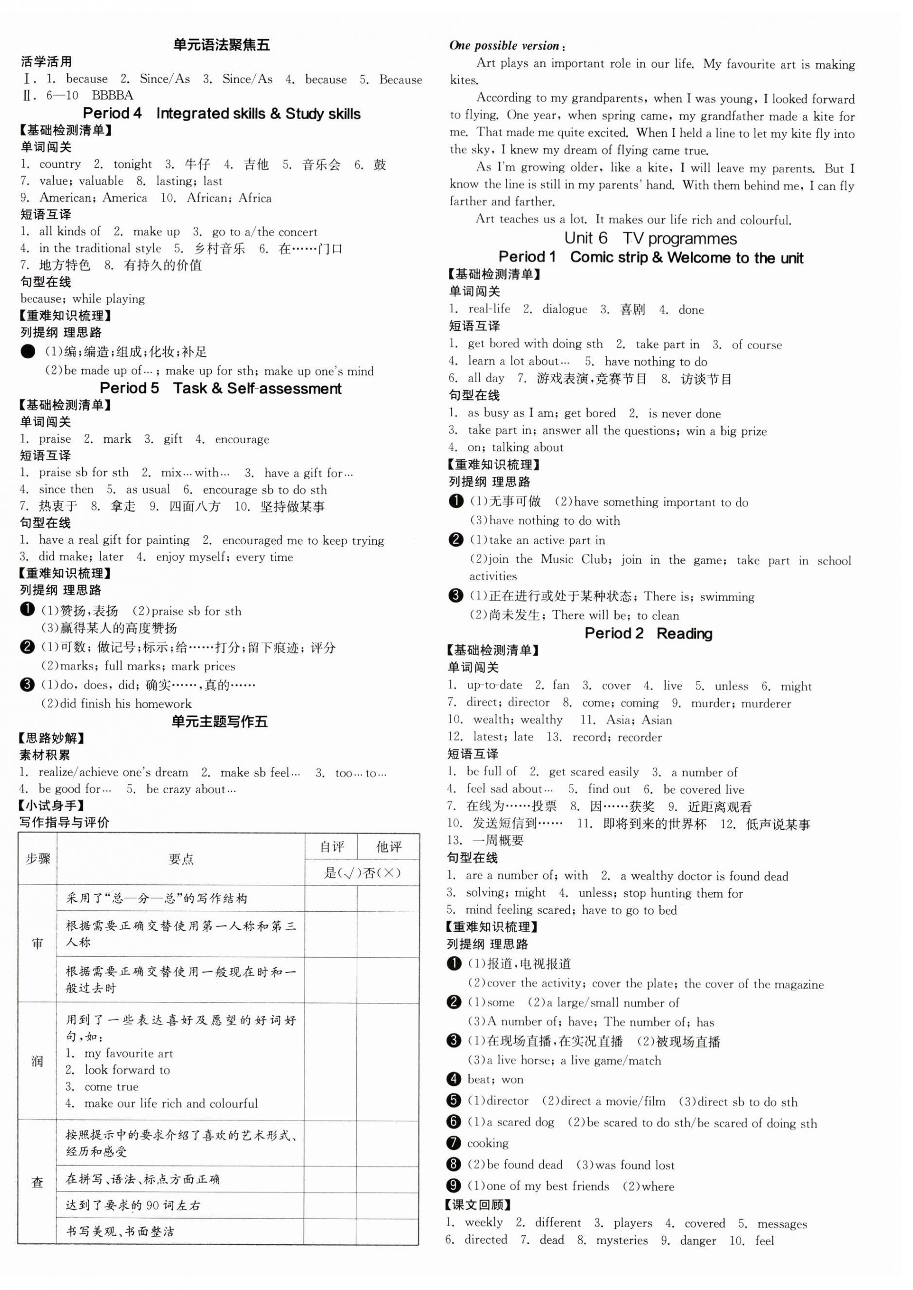 2024年全品學(xué)練考九年級(jí)英語(yǔ)上冊(cè)譯林版江蘇專(zhuān)版 參考答案第6頁(yè)