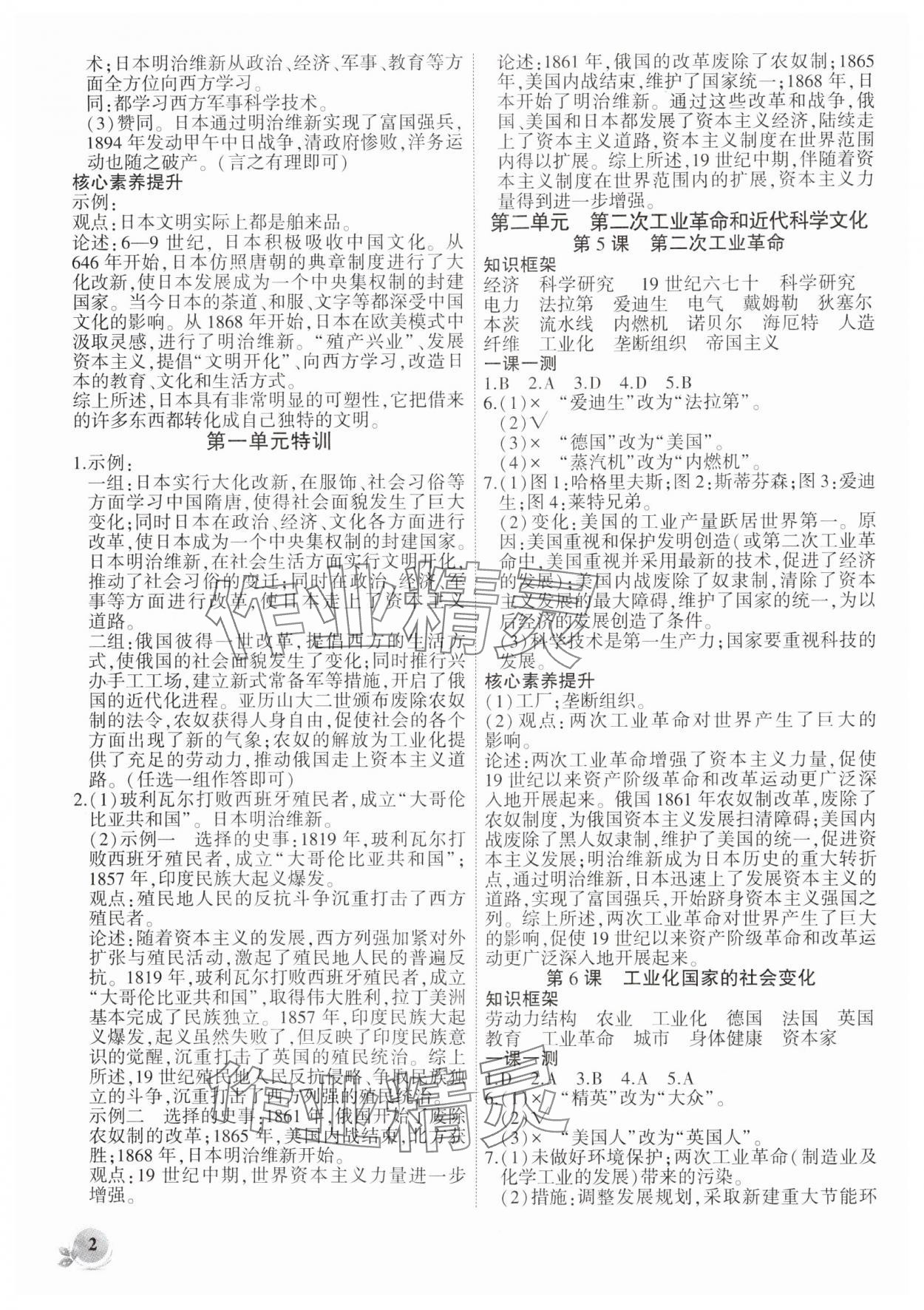 2025年創(chuàng)新課堂創(chuàng)新作業(yè)本九年級歷史下冊人教版 第2頁