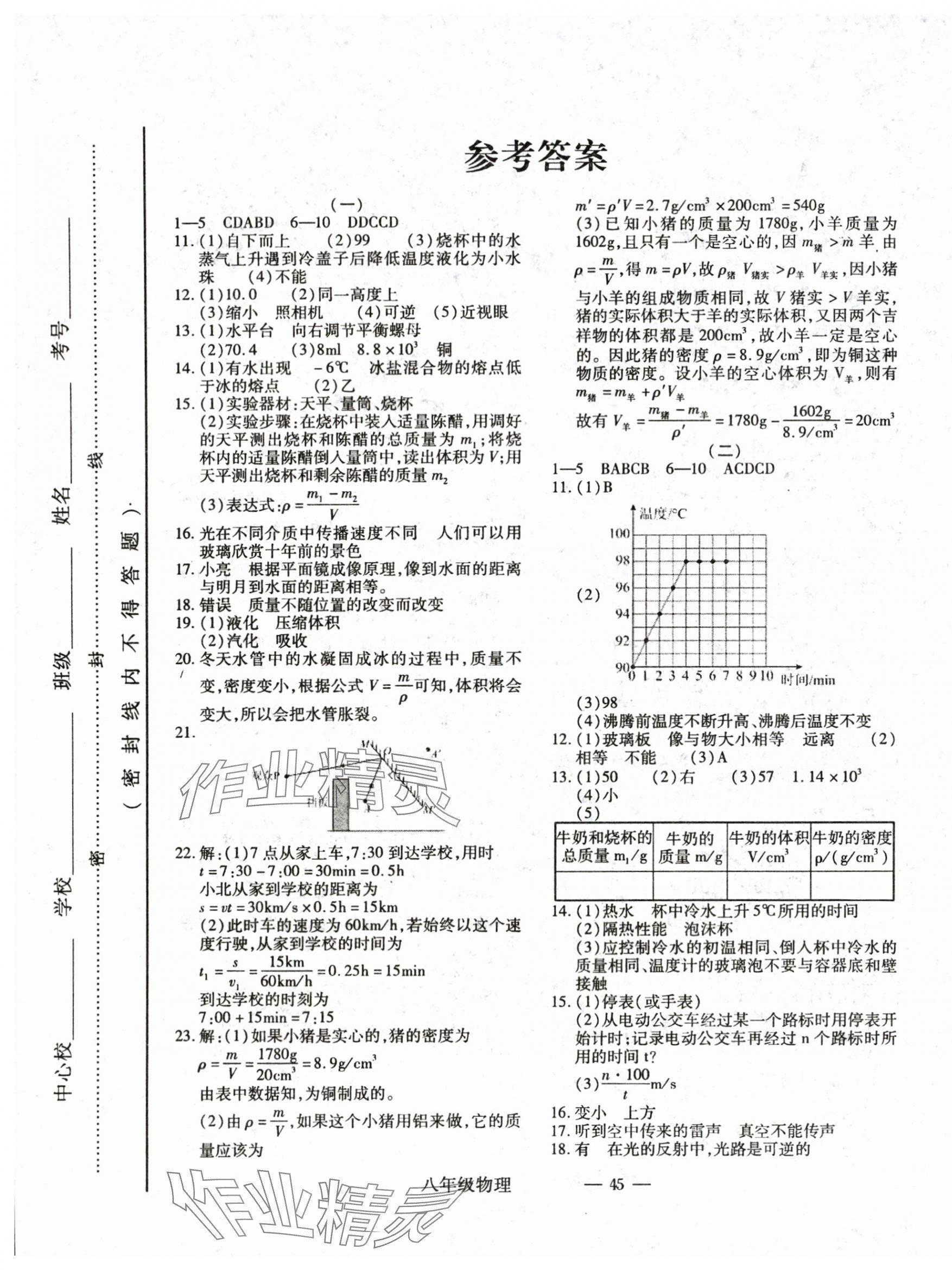 2024年全新版期末經(jīng)典卷八年級物理上冊人教版 第1頁