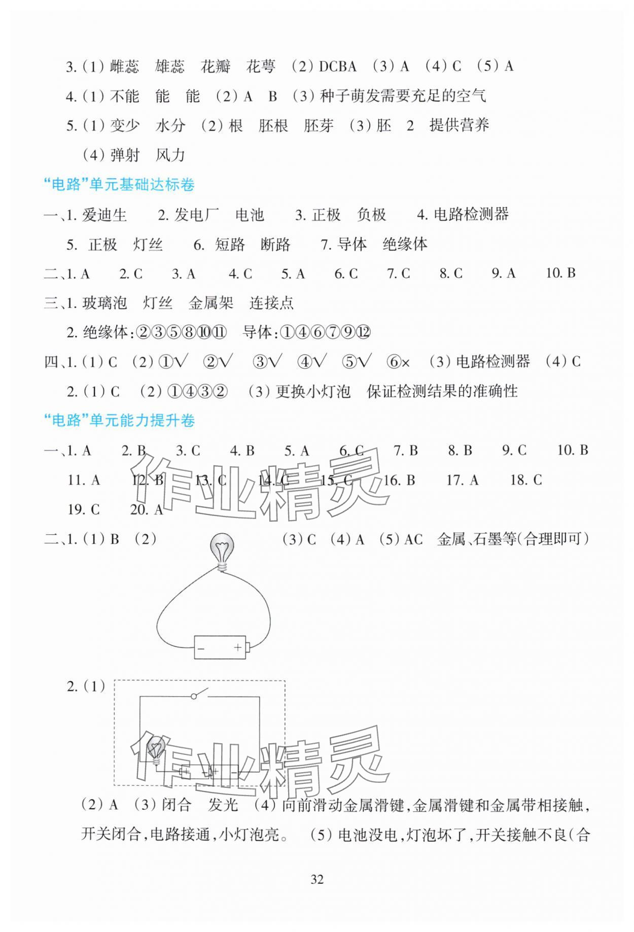 2025年学能评价四年级科学下册教科版 参考答案第2页