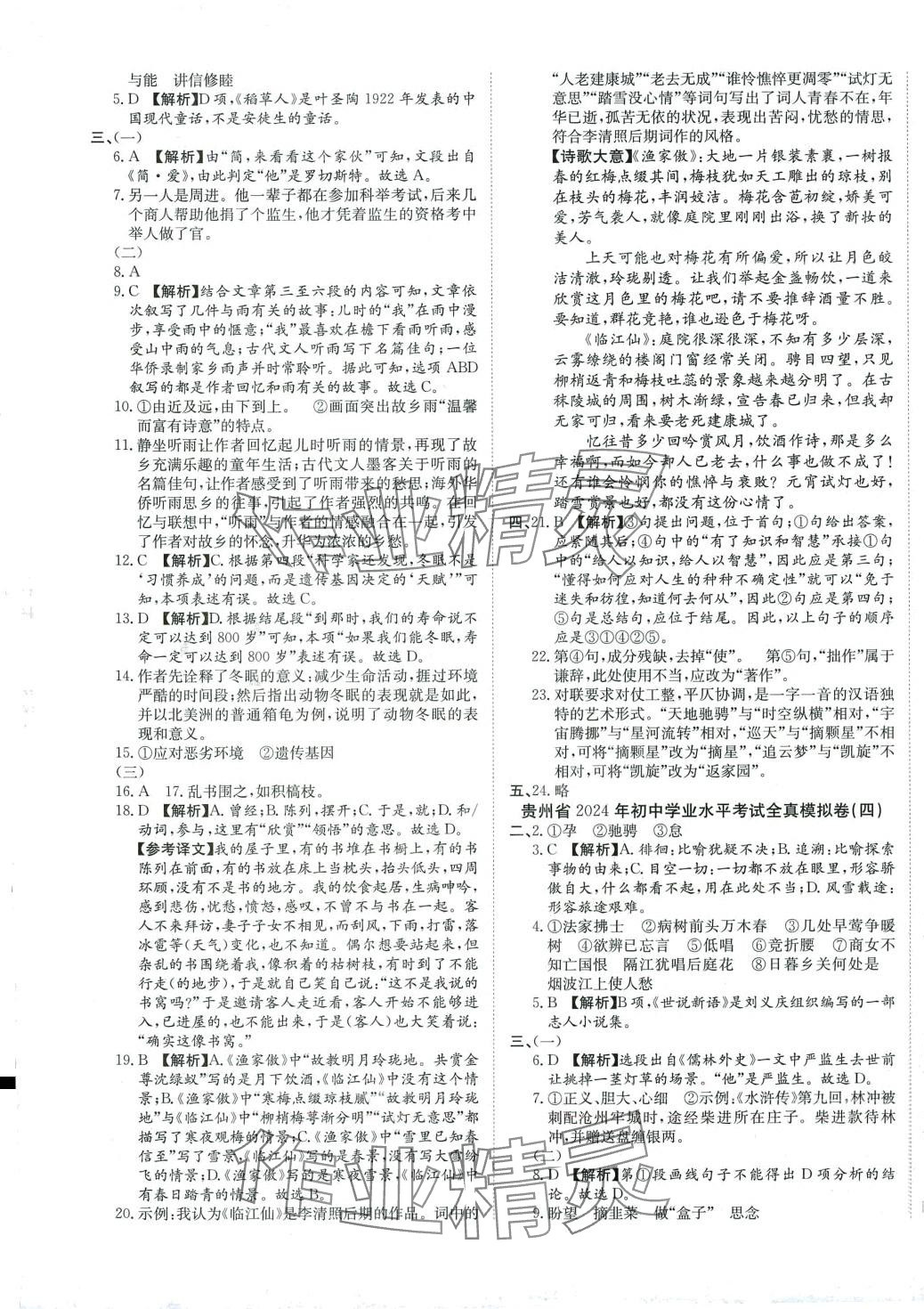 2024年中考必備云南美術(shù)出版社語文中考貴州專版 第5頁
