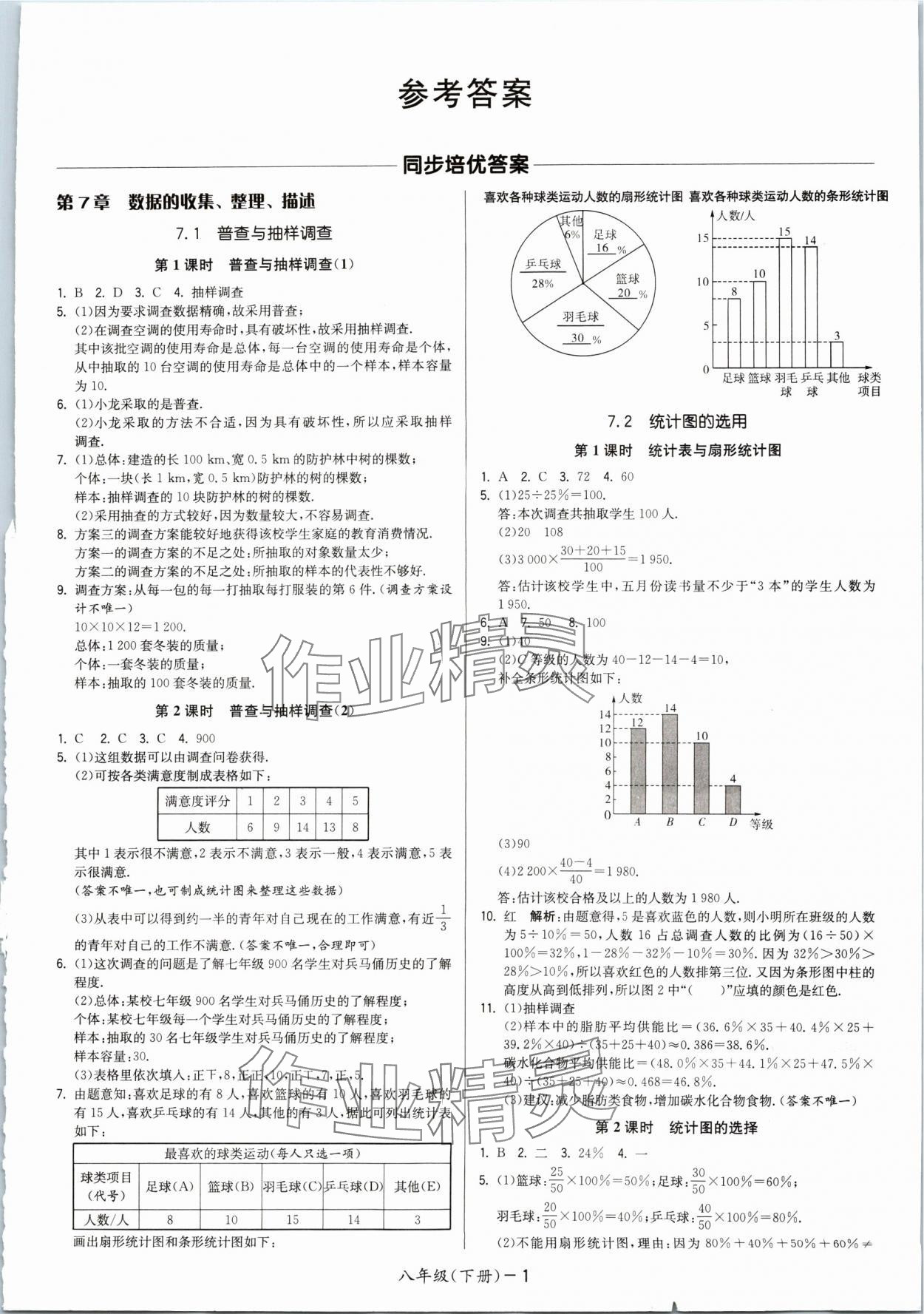 2024年领先一步三维提优八年级数学下册苏科版 参考答案第1页