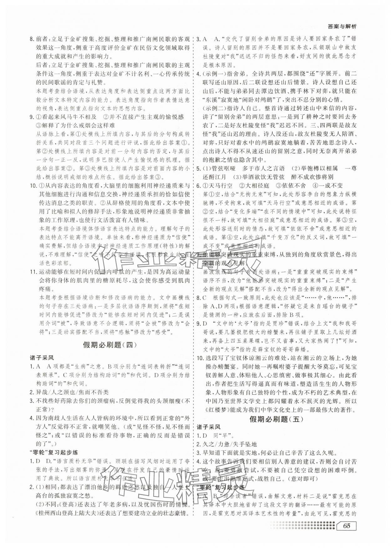 2025年翰元設(shè)計系列假期必刷題高二語文&nbsp;第3頁