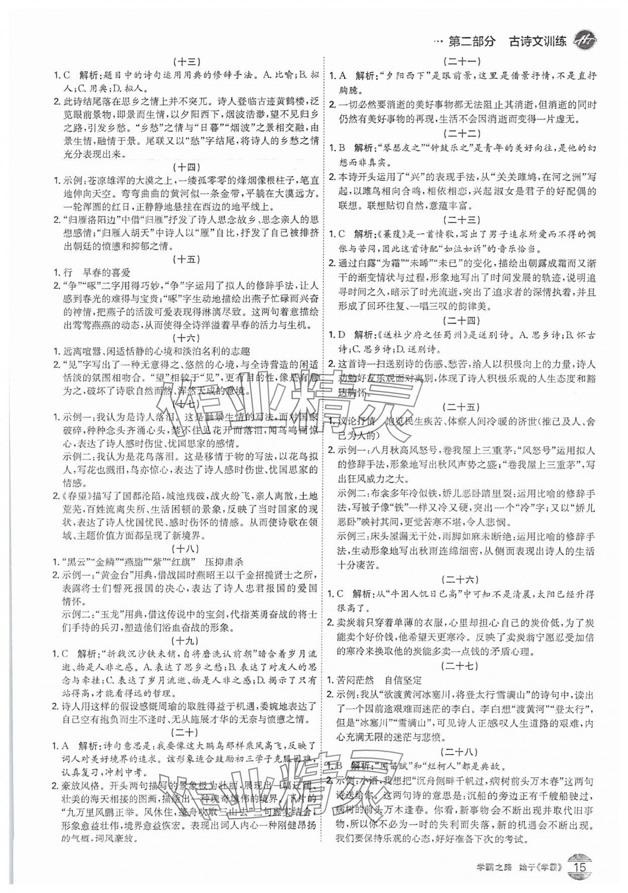 2025年翰庭學(xué)霸語(yǔ)文中考廣東專版 參考答案第14頁(yè)