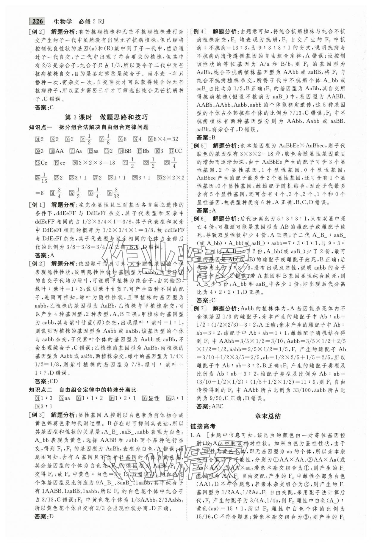 2025年金版教程高中新課程創新導學案生物必修2人教版 參考答案第4頁