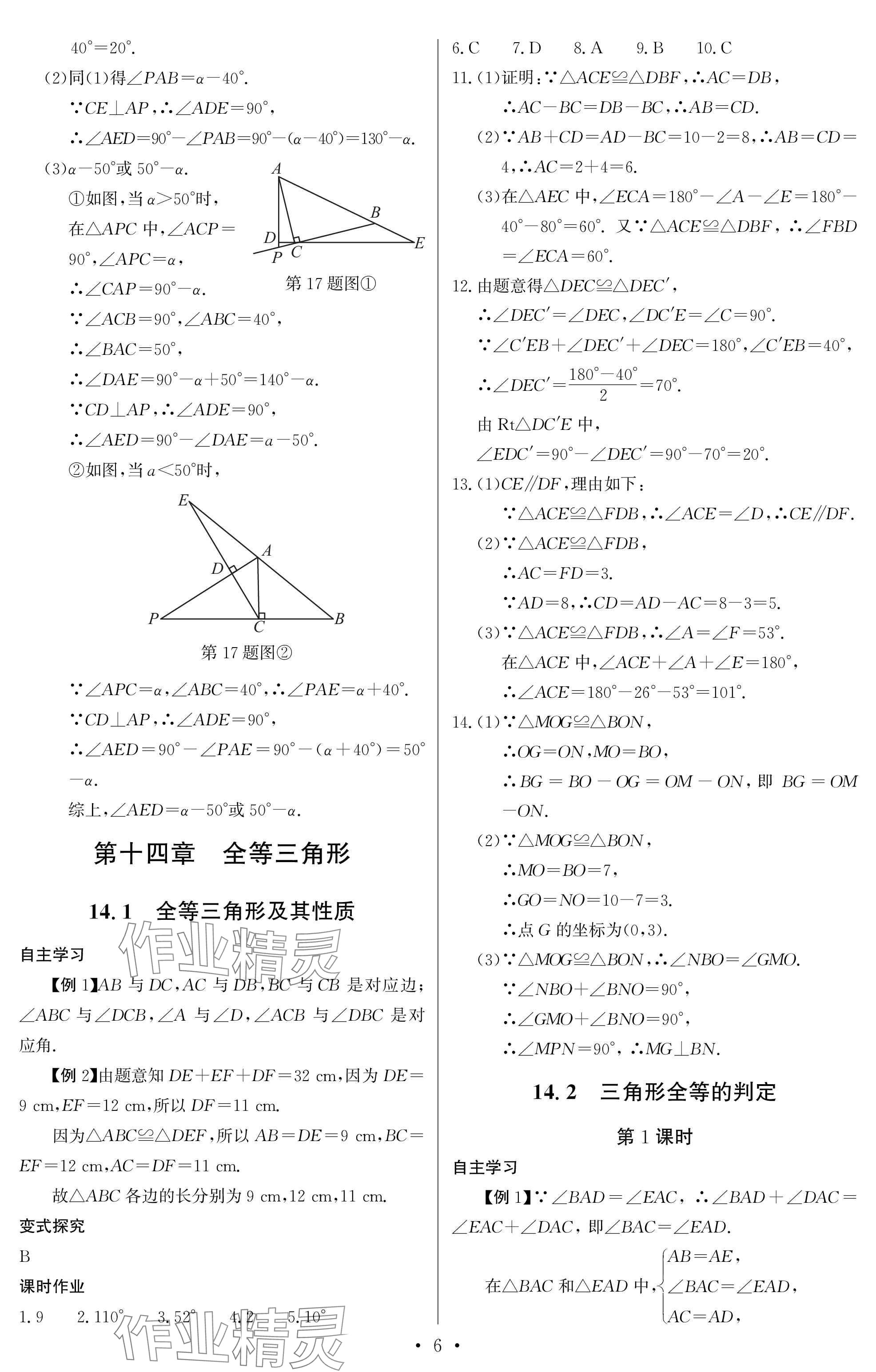2025年长江全能学案同步练习册八年级数学上册人教版 参考答案第6页